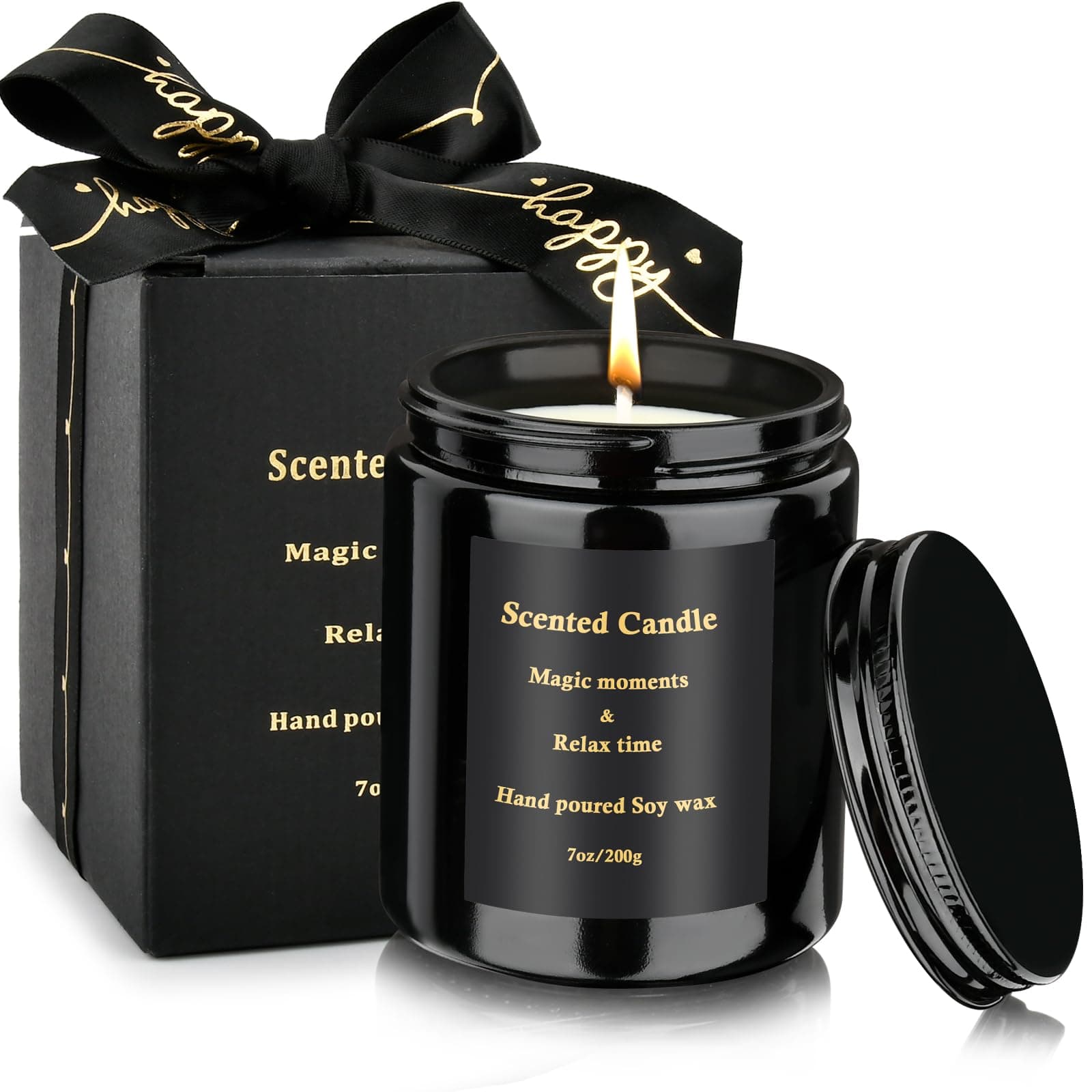 CENBEN Scented Candle Set, Birthday G ifts for Men Women, Soy Candle G ift Set, Funny Candle G ifts for Mum Dad Girlfriend Wife Boyfriend Husband, House Warming Candle (Black)