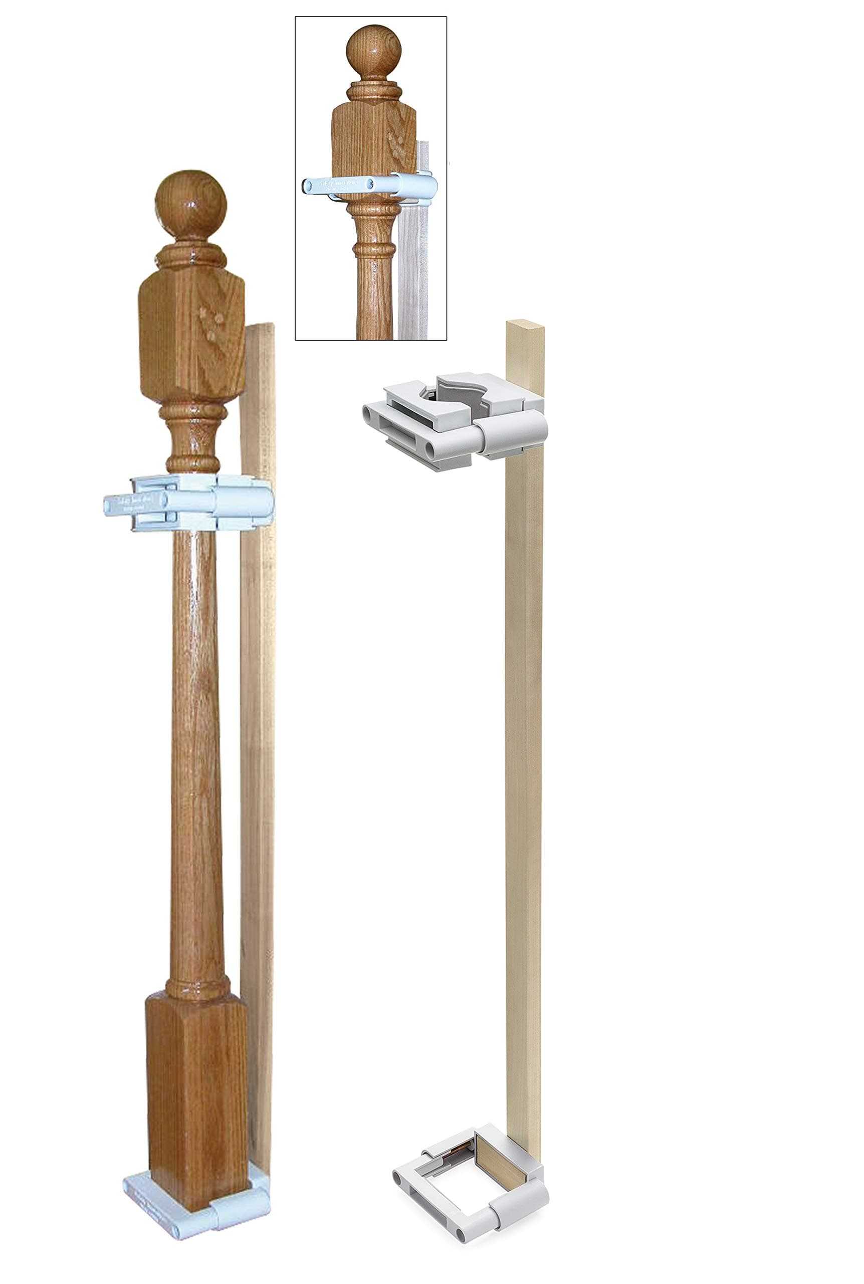 No Hole Stairway Baby Gate Mounting Kit - Fits Posts from 2 3/4 inches to 3 1/2 inches Wide with Square or Round Tops - No Adhesives On Or Screws in Your Posts, (1-Pack)