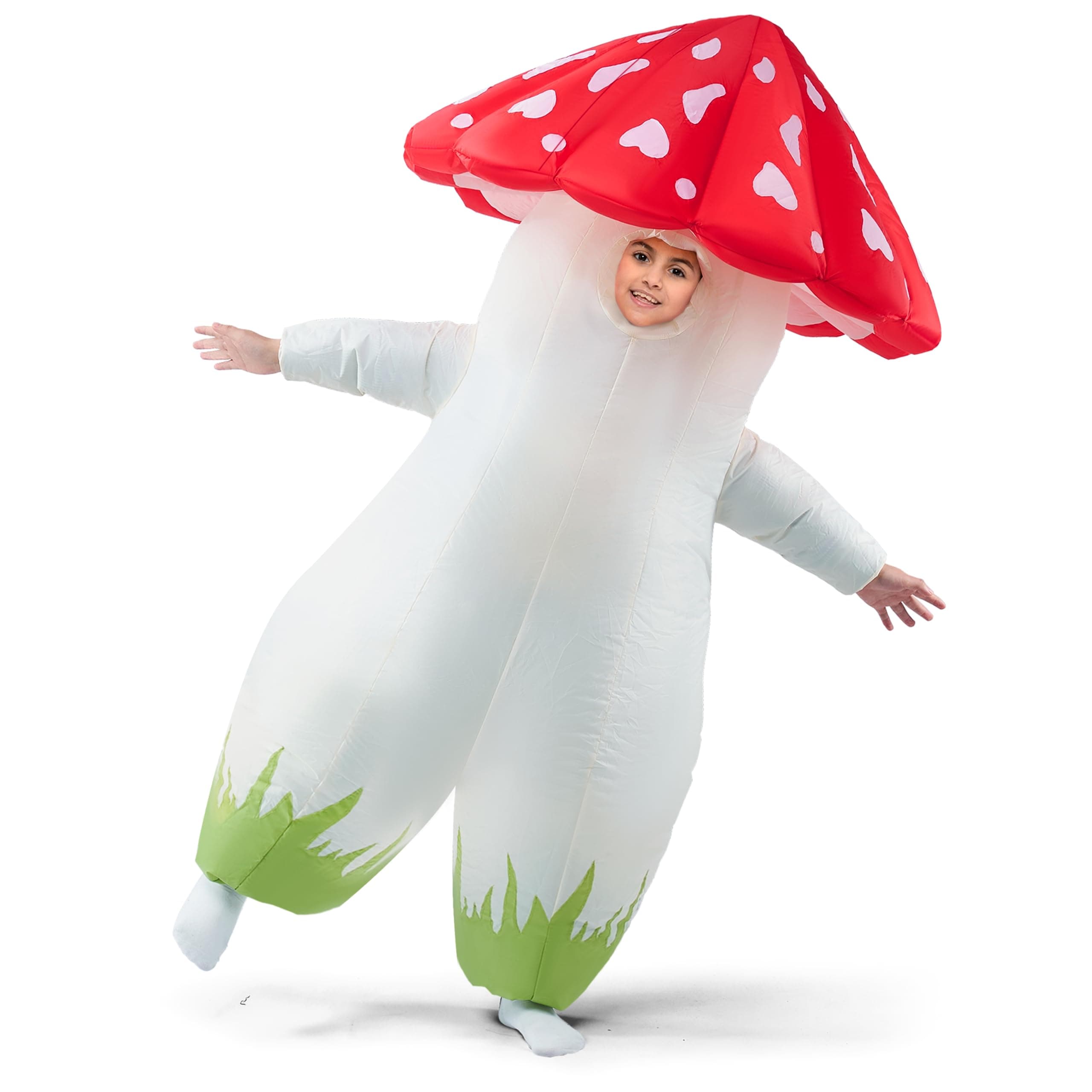 Spooktacular Creations Kids Inflatable Costume, Full Body Mushroom Blow Up Costume, Funny Deluxe Halloween Inflatable Suit for Dress Up Parties