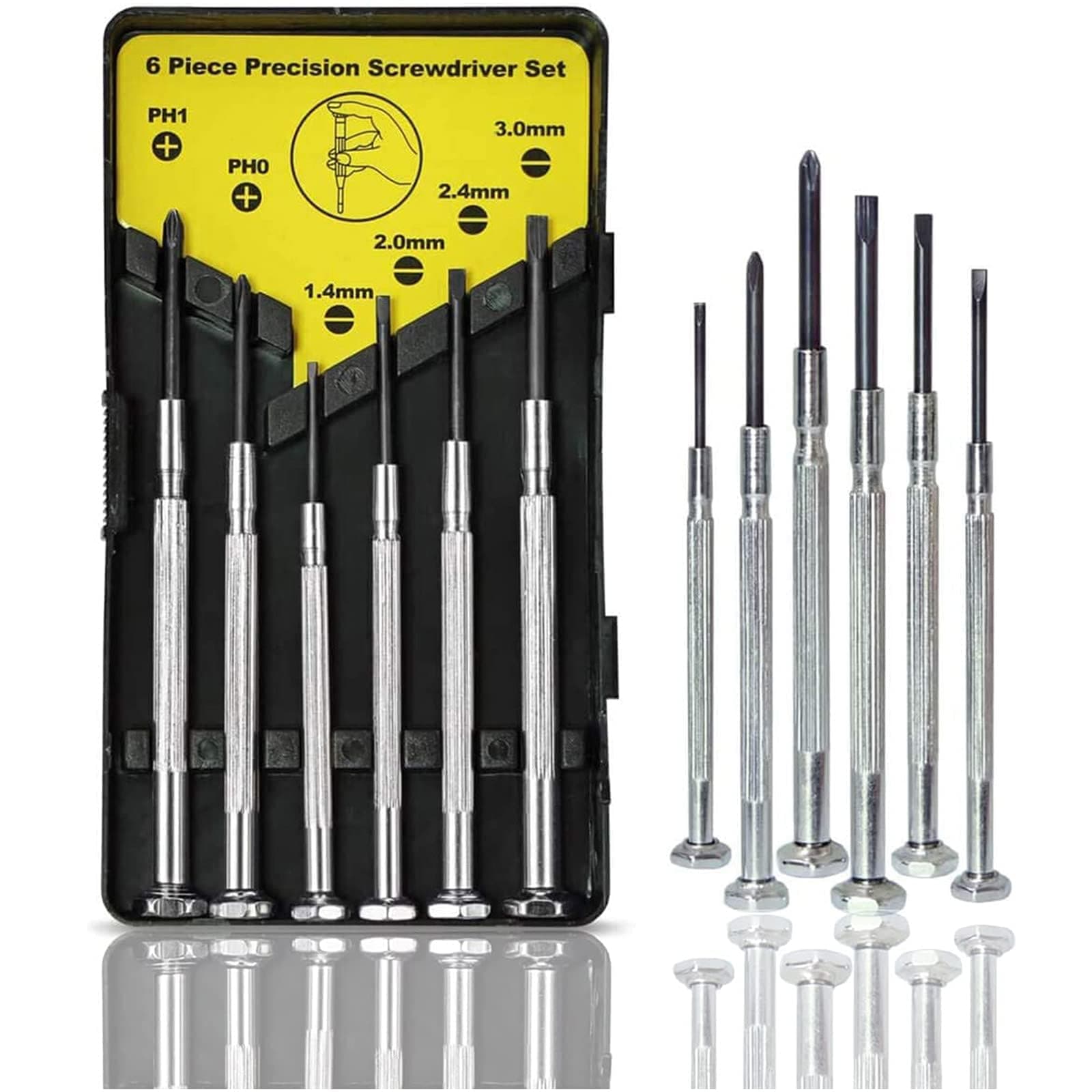 NSEZTZ 6PCS Mini Screwdriver Set, Small Professional Repair Tool Kit with 6 Different Size Flathead and Phillips Screwdrivers, Precision Screwdriver Sets for Jewelry, Watch, iPhone, Eyeglass Repair