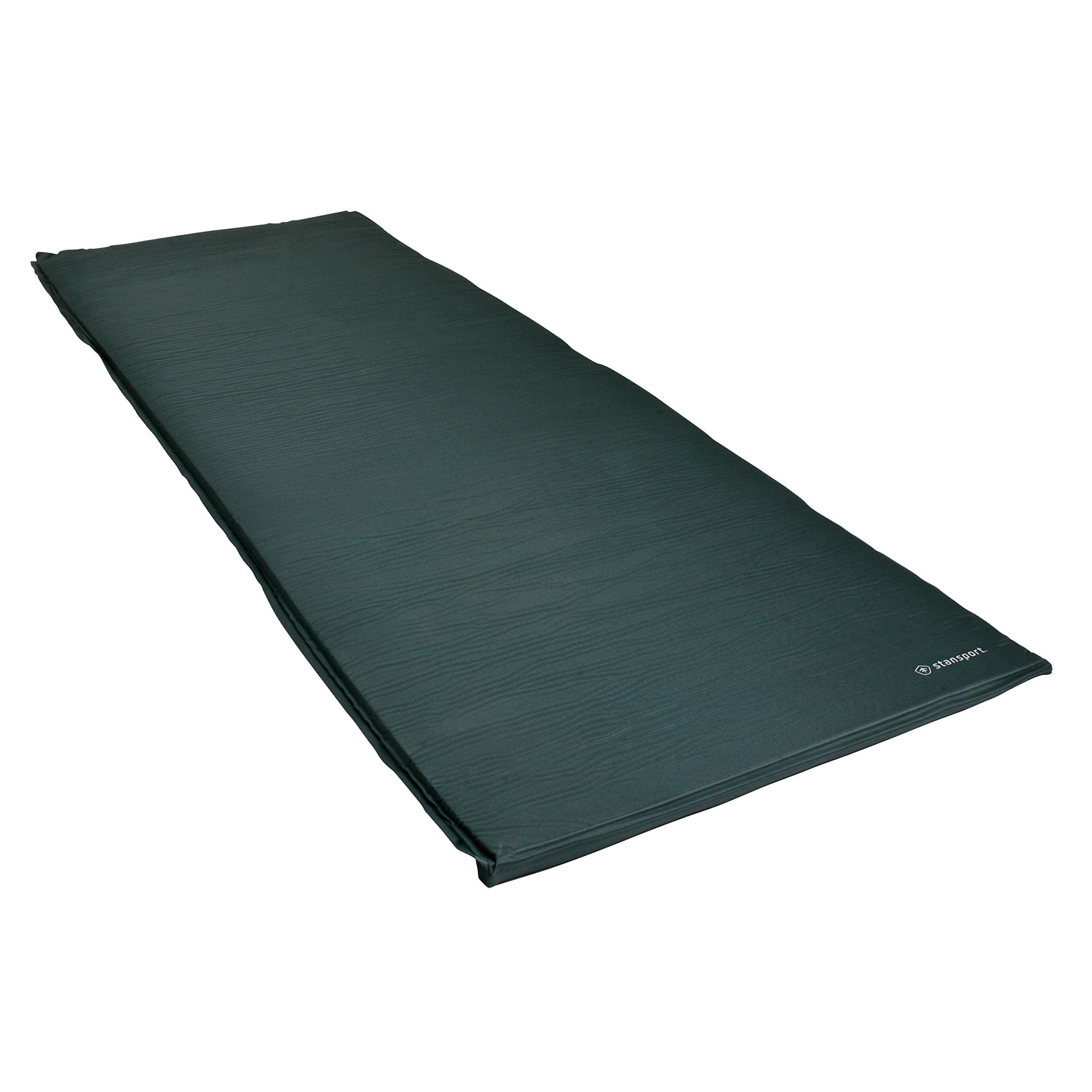 STANSPORT - Self Inflating Sleeping Pad Air Mat for Travel or Camping Green, 25" x 72" x 1.5"