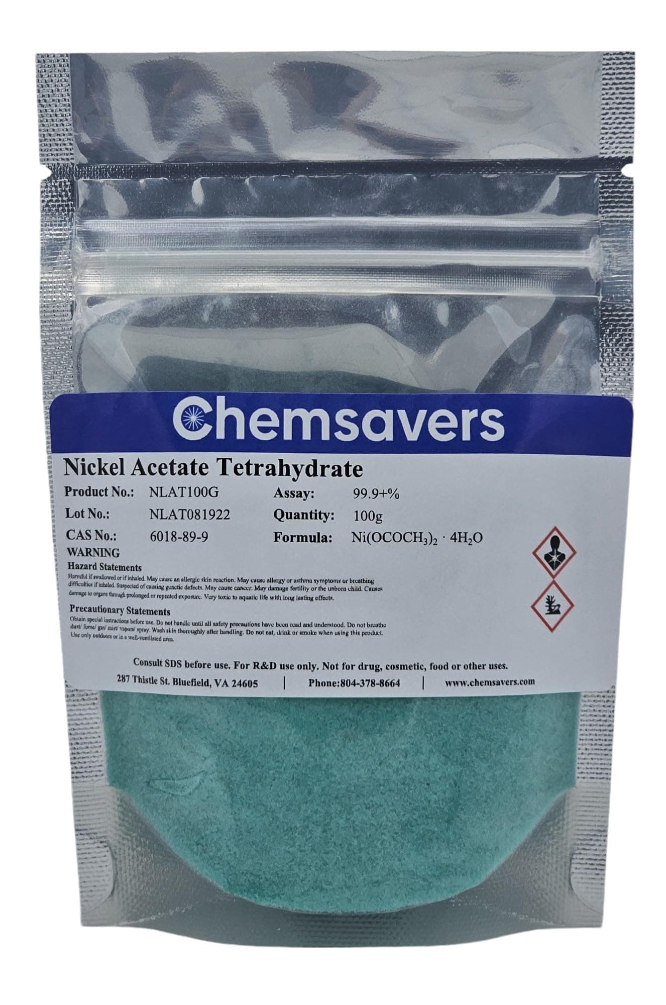 Nickel Acetate Tetrahydrate, 99.95%, 100g
