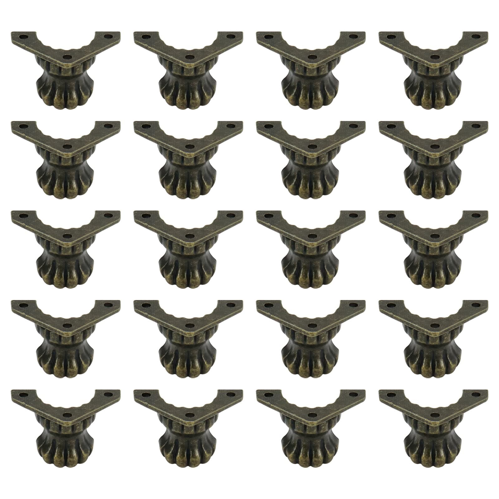 Faotup 20pcs Antique Box Feet, Metal Jewelry Box Legs Corner Protector Hardware Decorative Gift Box Wooden Case