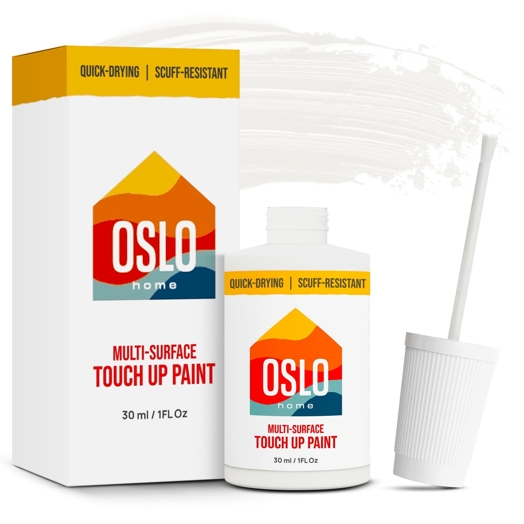 Oslo Home Touch Up Paint, True White, 1oz, Matte, w/brush in bottle, Quick drying, for Home repairs, Kitchen Cabinets, Furniture
