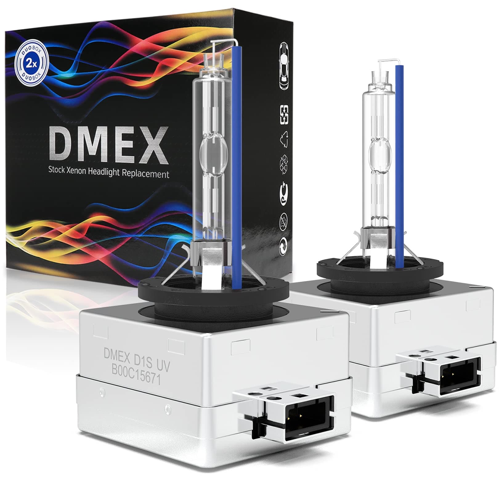 DMEX D1S - 35W - 6000K Cold White Xenon Headlight HID Bulbs Replacement - 2 Yr Warranty - Pack of 2