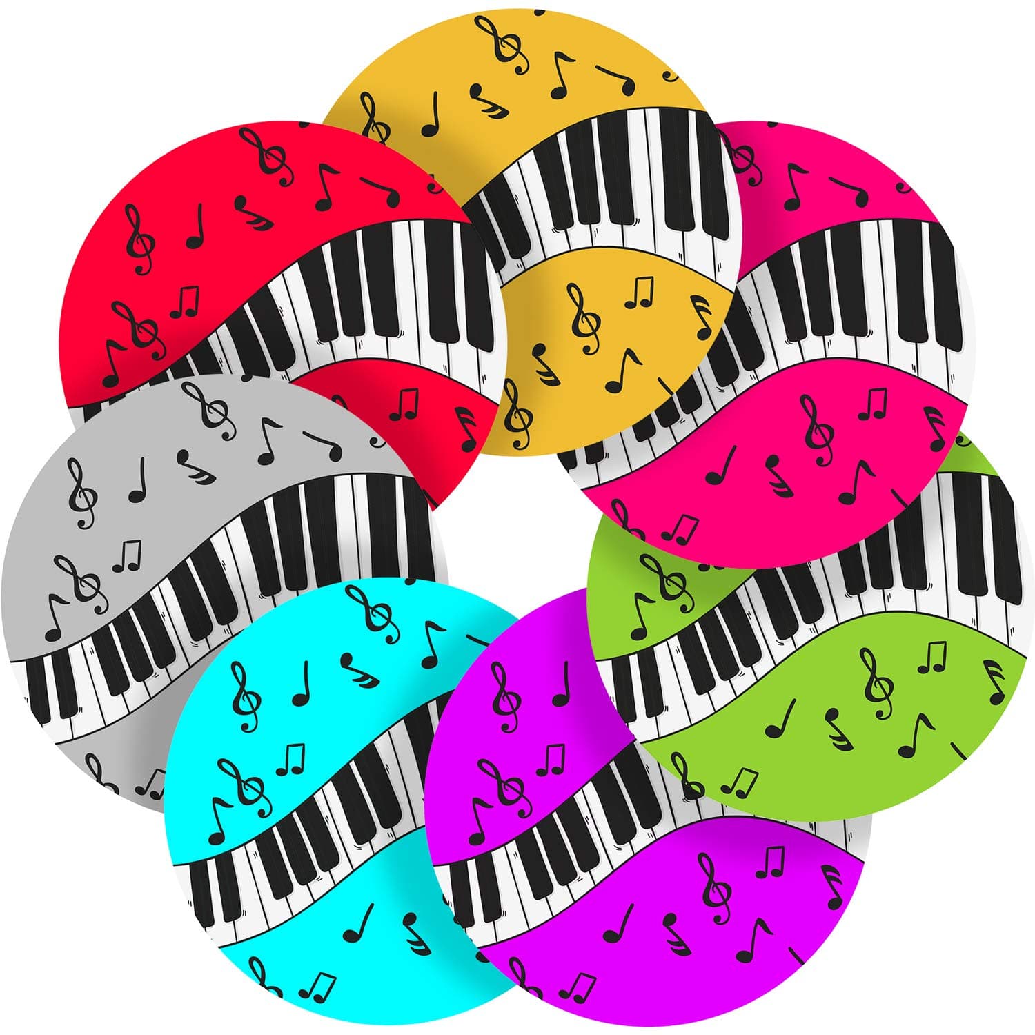 Music Piano Reward Sticker Labels Children Parent Teacher Kid Party (3.5 cm x 35 / 1, A4 Sheet)