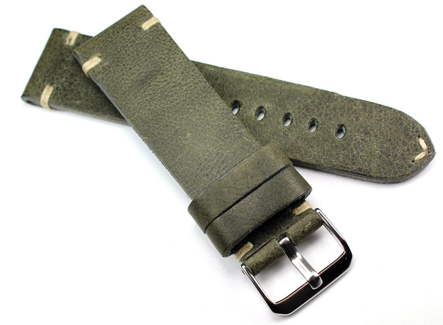 24 mm Rios1931 Cowhide Military Style Bracelet Retro Look Quality Green Military Naval Strap Top Quality Strong
