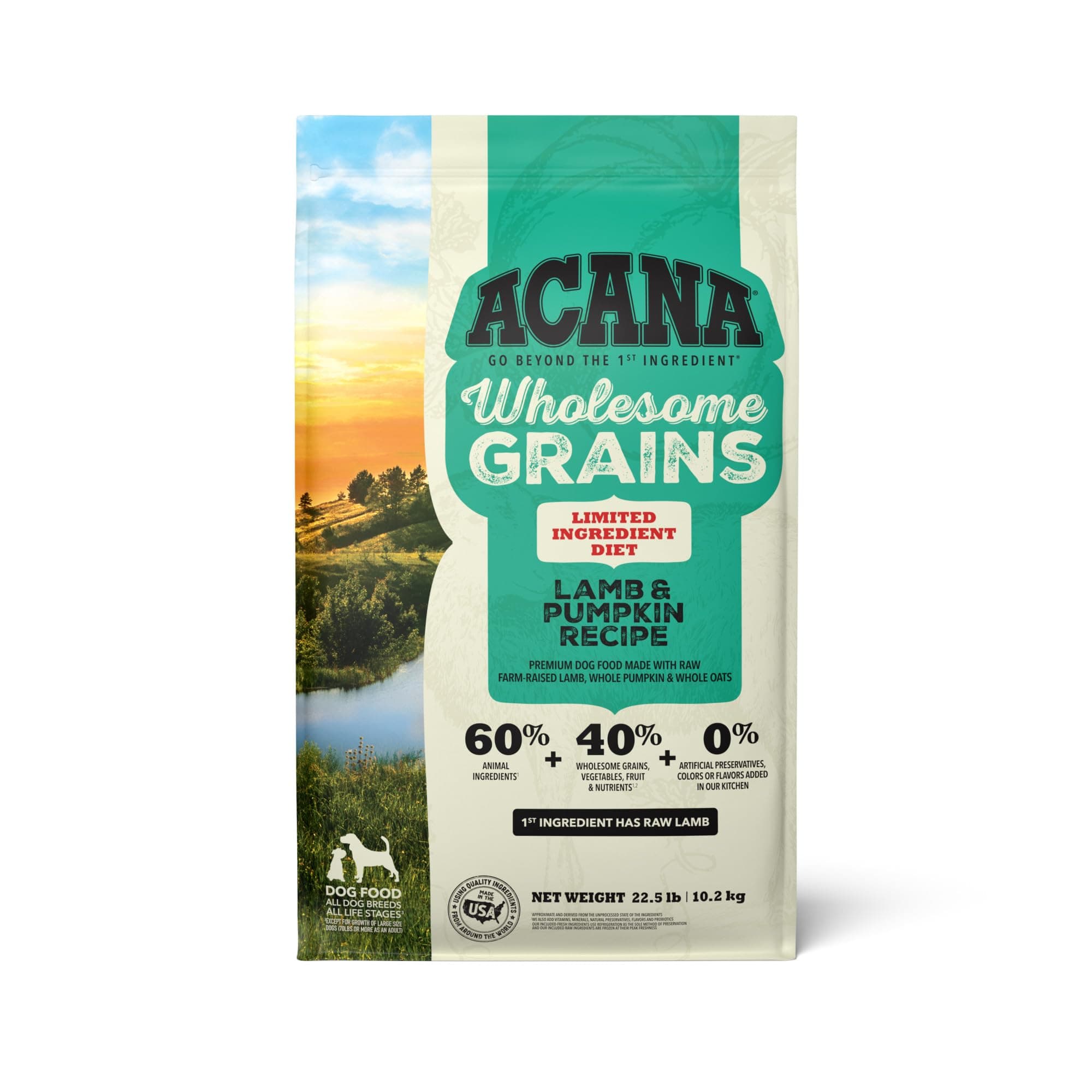Wholesome Grains Dry Dog Food Limited Ingredient Lamb & Pumpkin Recipe 22.5lb Bag
