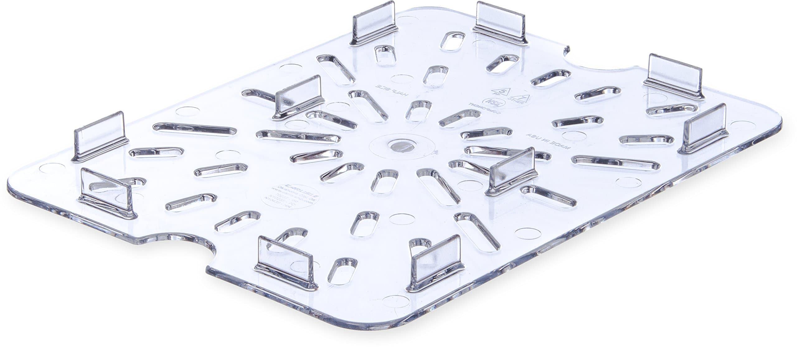 Carlisle FoodService Products Storplus Food Pan Drain Shelf for Kitchens, Restaurants, and Hotels, Polycarbonate, 1/2 Size, Clear