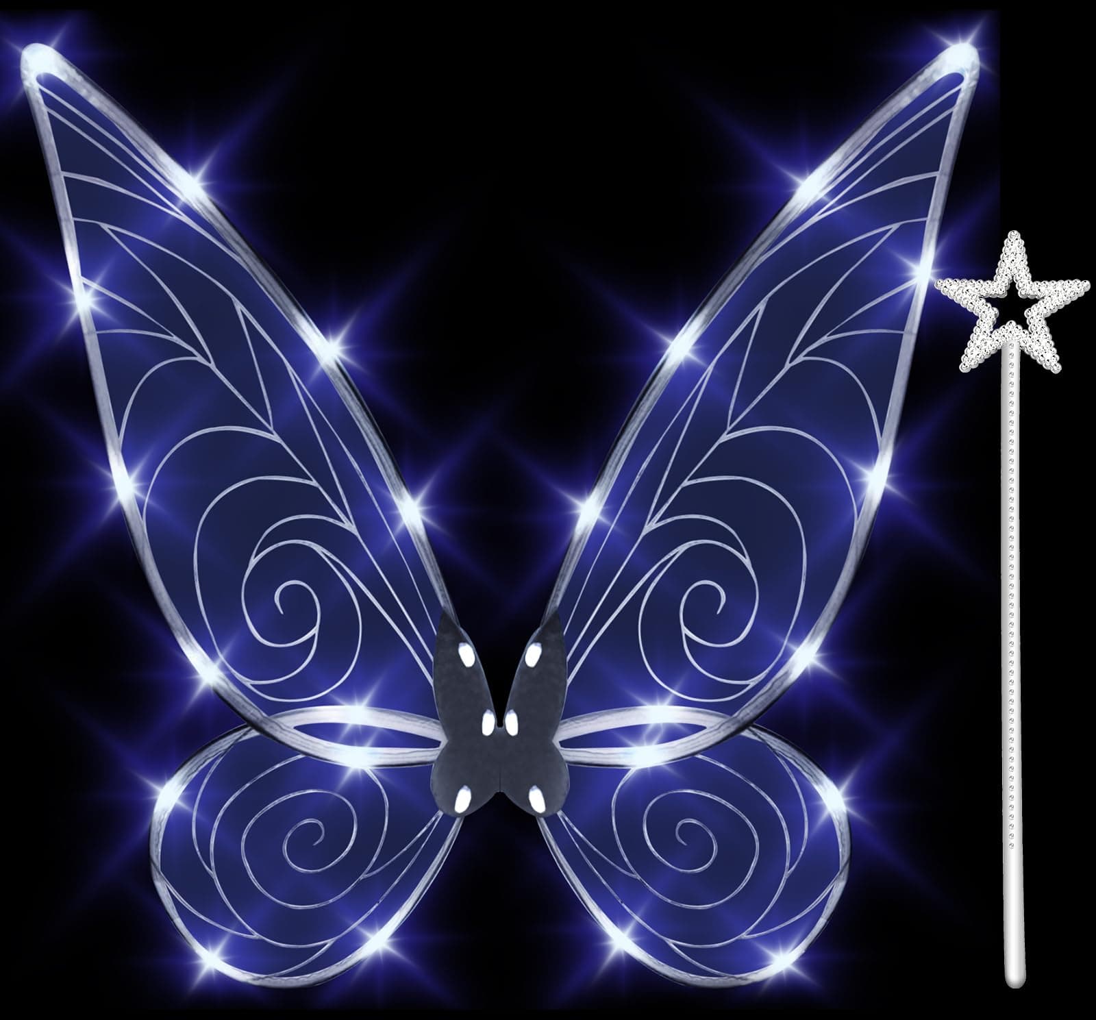 – Silom Fairy Wings Light up Butterfly Wings for Adult Kids, LED Fairy Wing Sparkle Angel Wings for Girls Women Halloween Cosplay Costume Angel Wings Dress Up Costume (White)