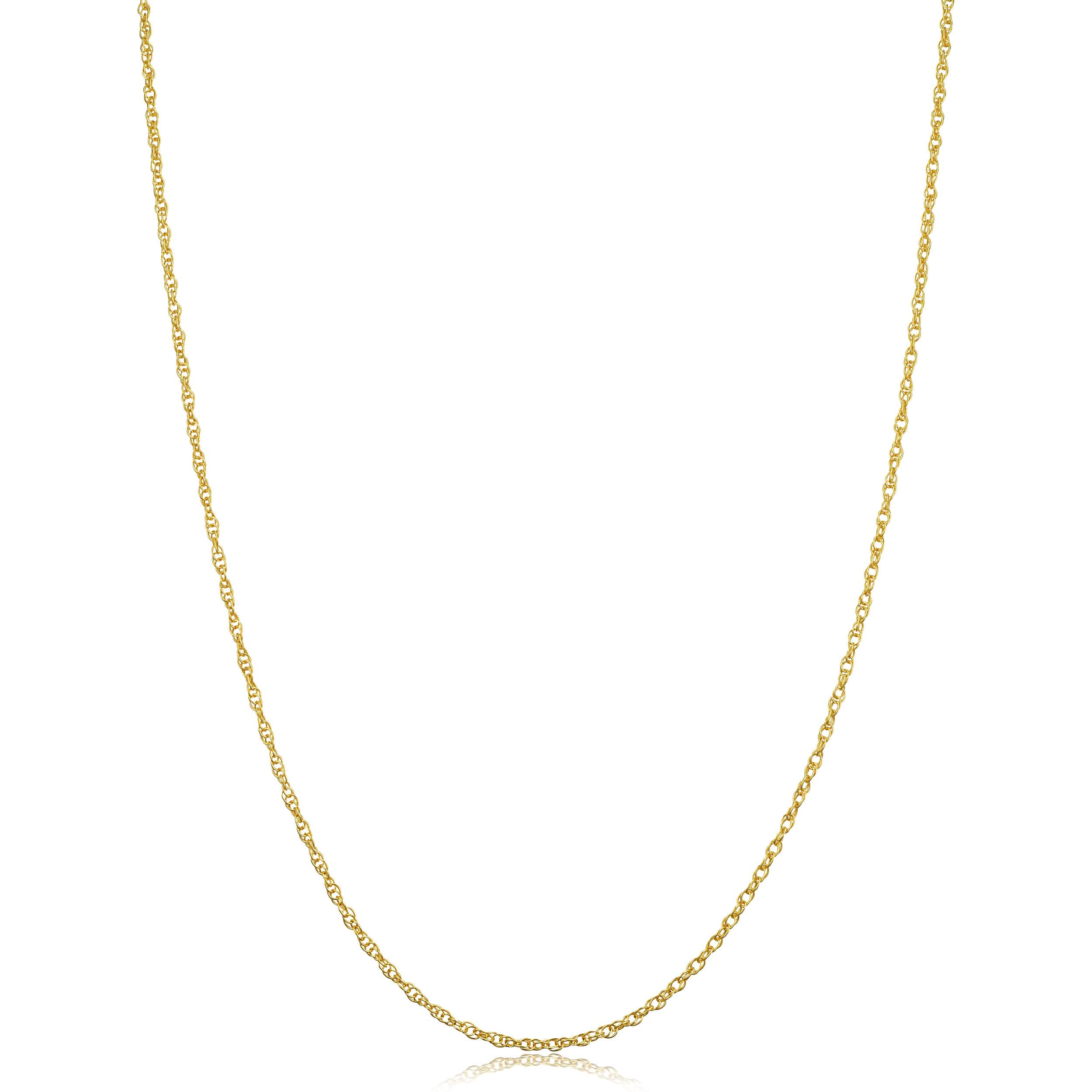 Womens Classic Rope Chain - 10k Yellow Gold Barely-There Necklace, Thin Lightweight
