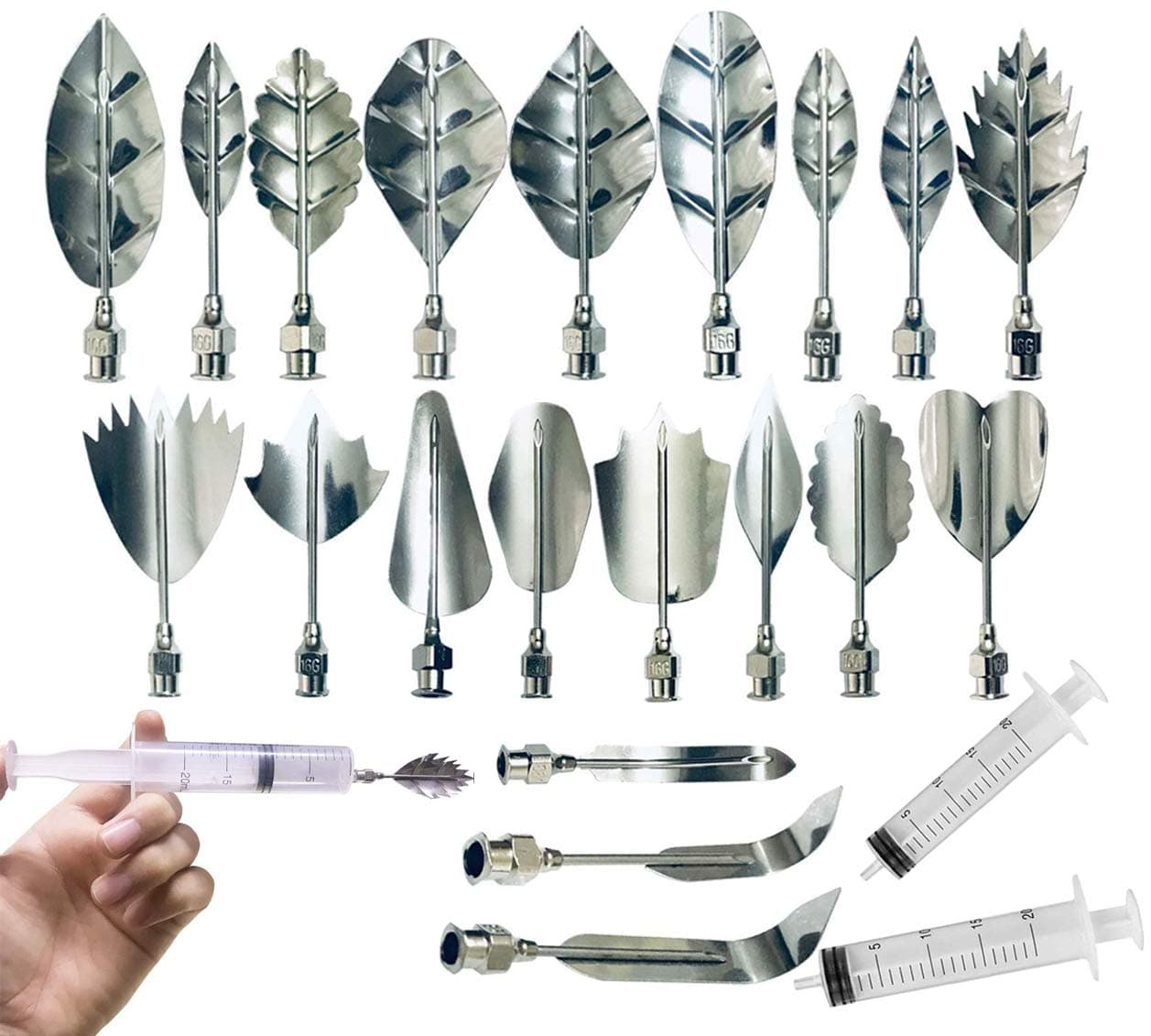 Stainless Steel Flowers Leaves 3D Jelly-Art-Tools Pudding-Nozzle Cake Needles Gelatin Tools (AH)