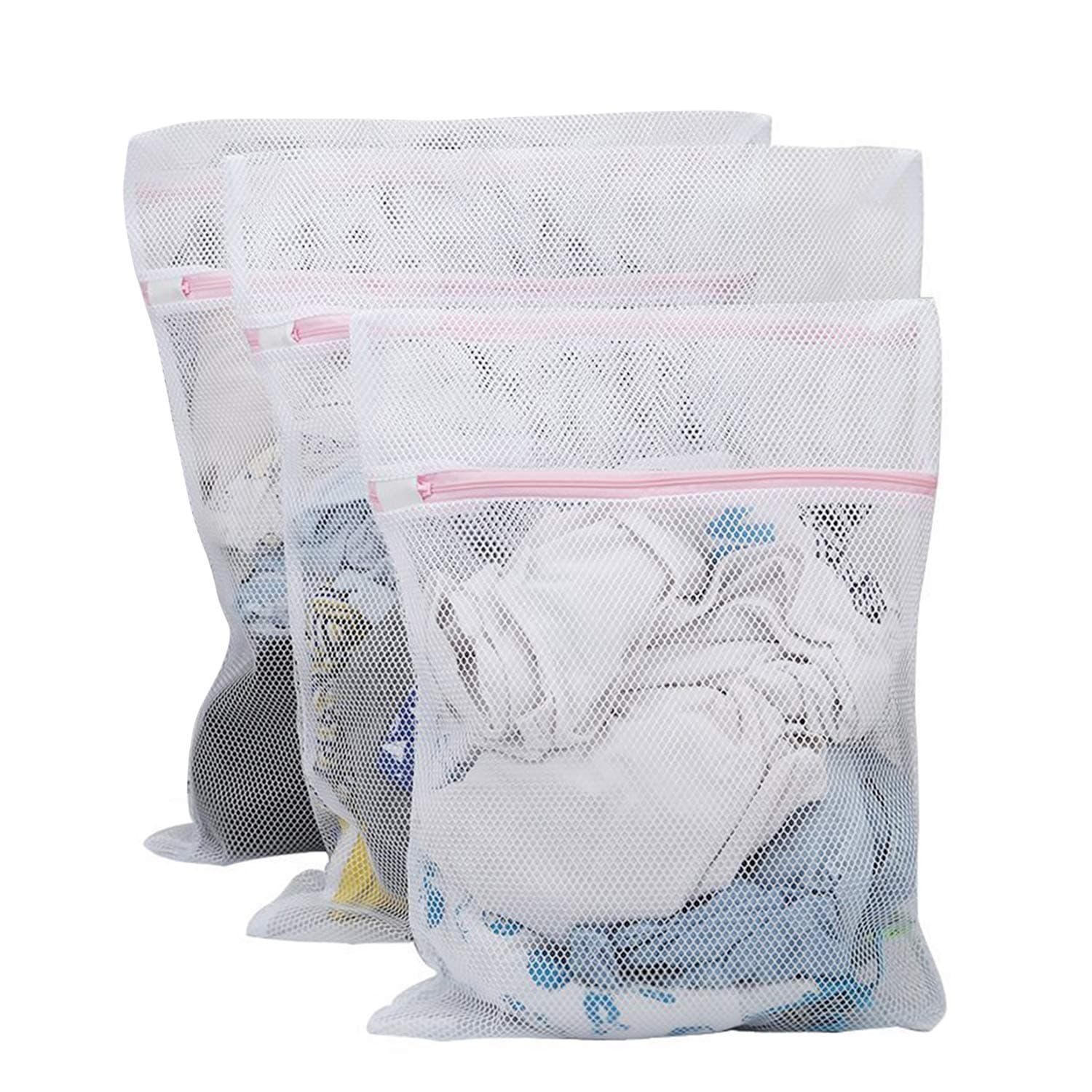 AKRIZA Laundry Bags for Clothes with Zip - Washing Machine Wash Bags for Clothes, Socks, Underwear, Lingerie, and Bra Organizer - Cloth Washing Gadgets (Small, Medium and Large, Nylon)
