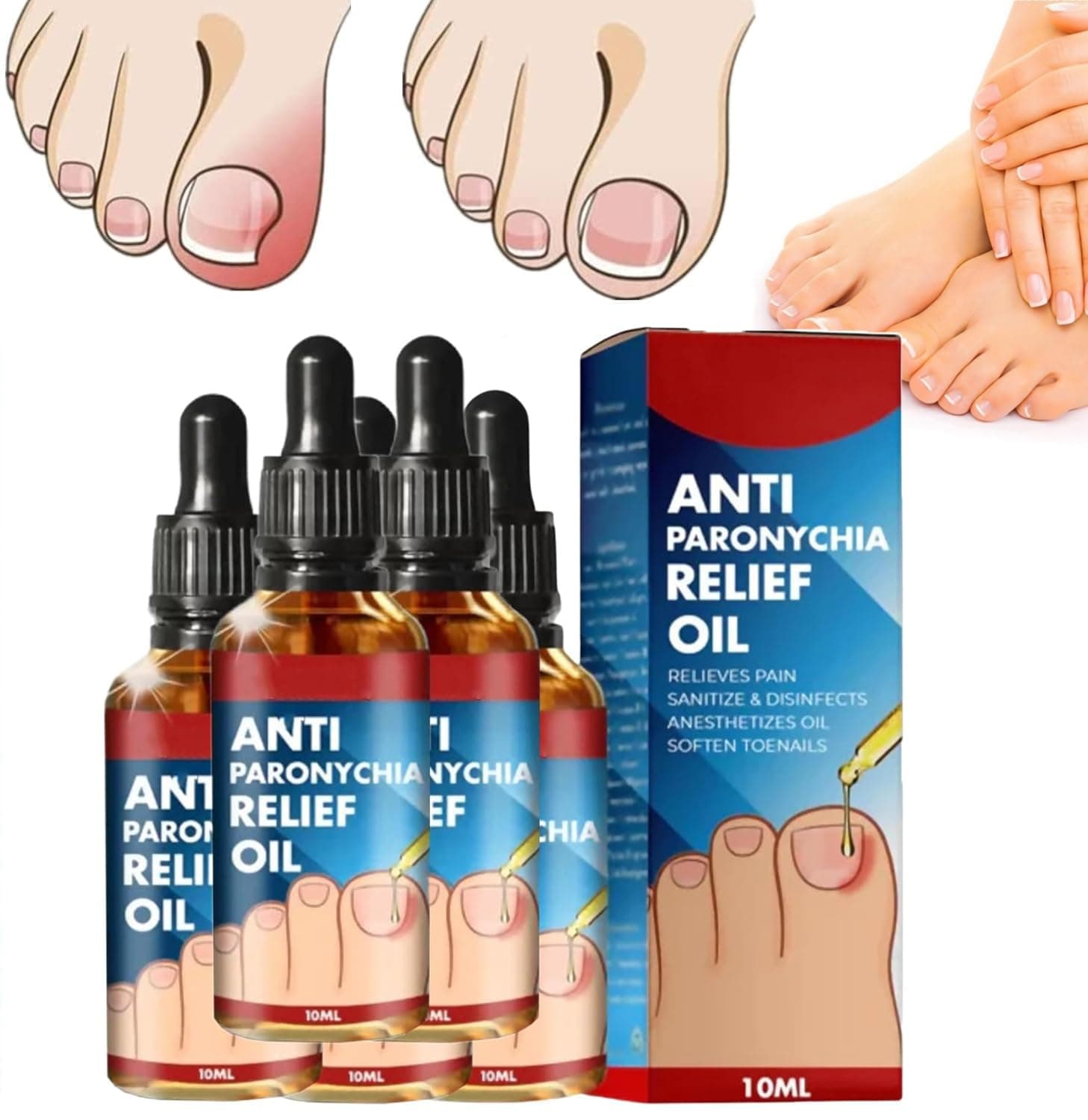 German Toenail Plus Anti Paronychia Relief Oil, Anti Paronychia Relief Oil, Toe and Fingernail Repair for Damaged Discolored Thick Nails, Professional Toenail Relief Tool (5Pcs)