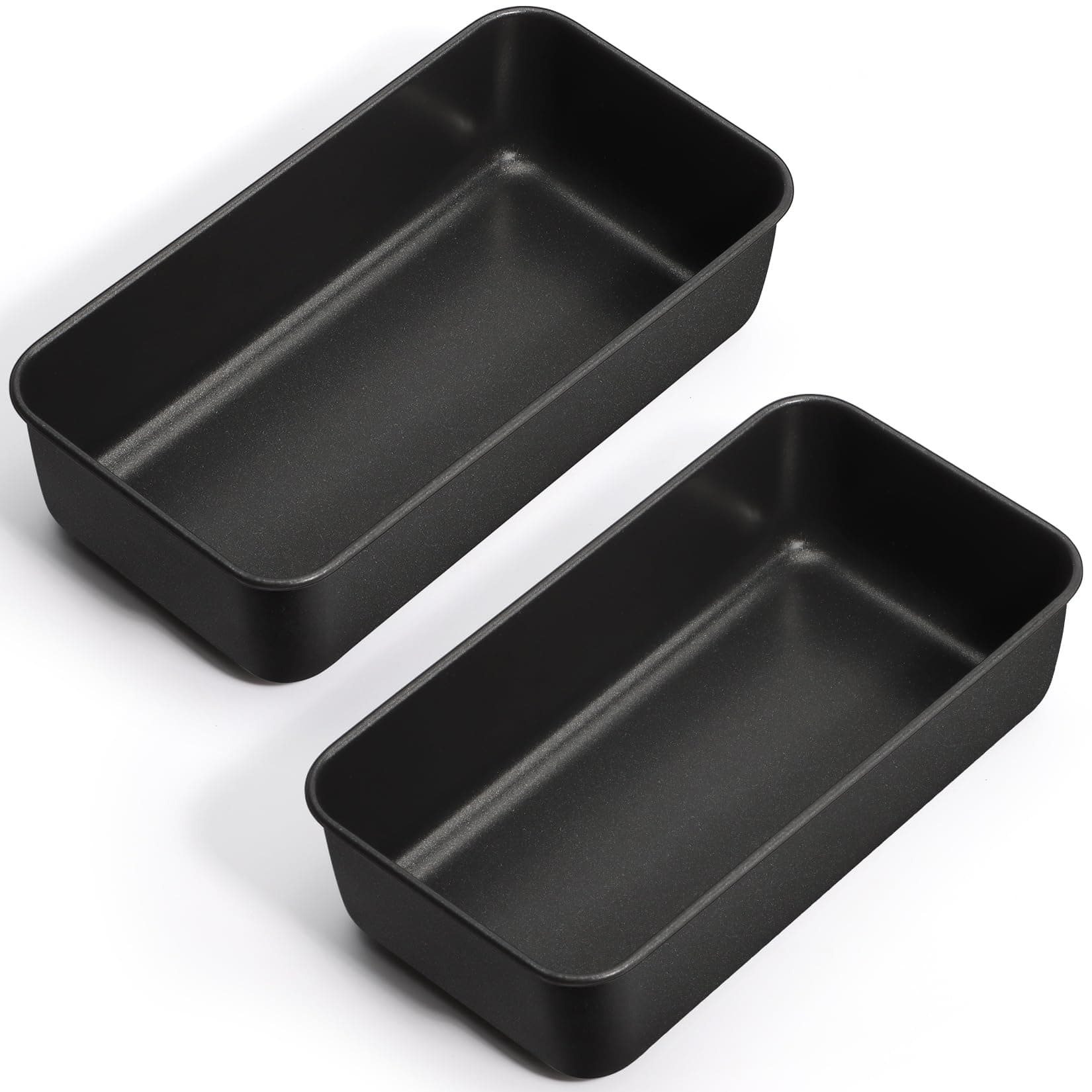 P&P CHEF Loaf Pan Set, 9 x 5 Inch Bread Pans, Stainless Steel Loaf Toast Baking Pans For Bread Meatloaf Lasagna Cake, Healthy & Non Toxic, Oven Safe& Easy Clean, (Black, 2Pcs)