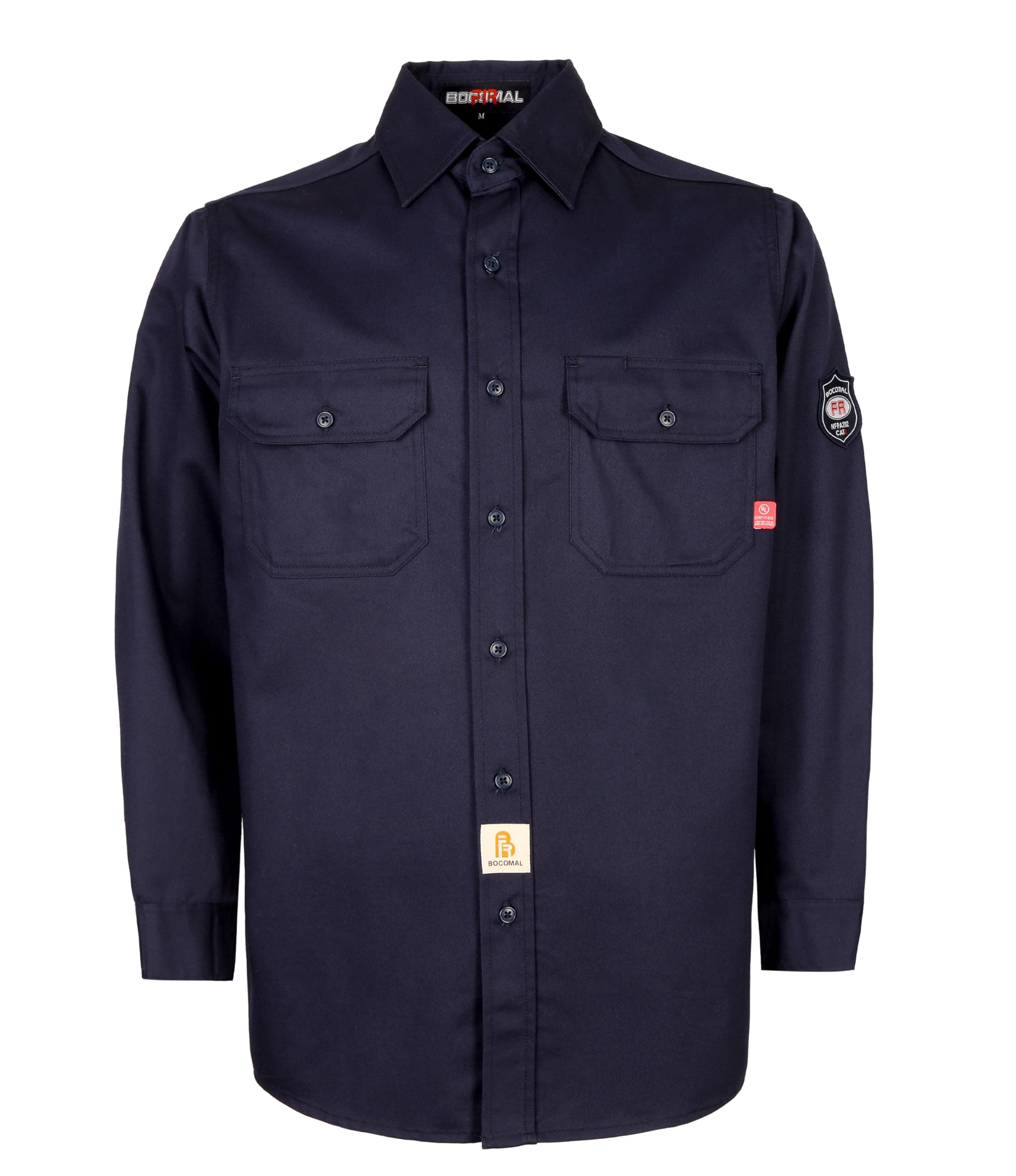 BOCOMAL FR Shirts Flame Resistant 100% C NFPA2112 7.5oz Men's Fire Retardant Welding Shirt