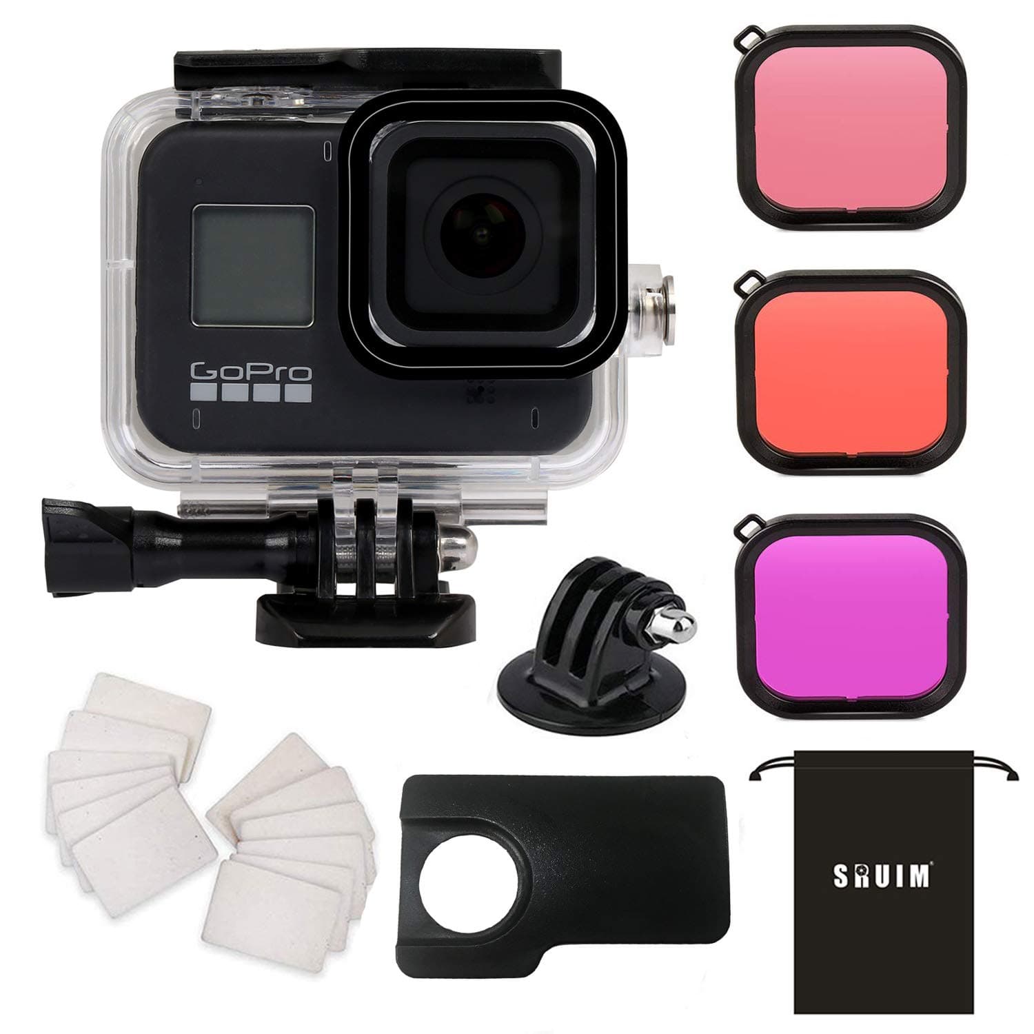 Waterproof Case for Gopro Hero 8 Black Accessories, Housing Case for Gopro 8 Protective Shell with Anti Fog Inserts and Filter Kit Suitable for Underwater Diving Photography 60M
