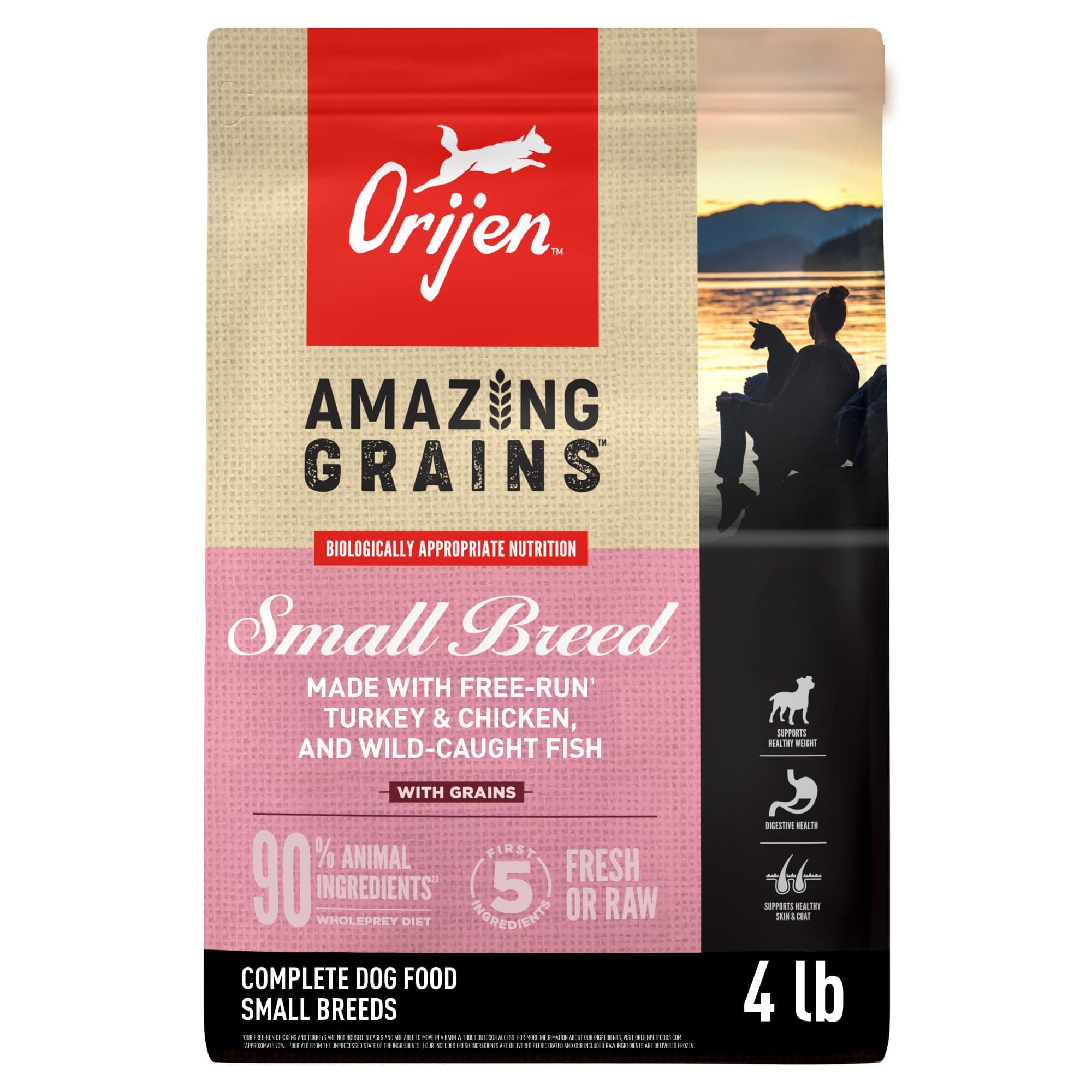 Amazing Grains High Protein Dry Dog Food Small Breed Recipe 4lb Bag