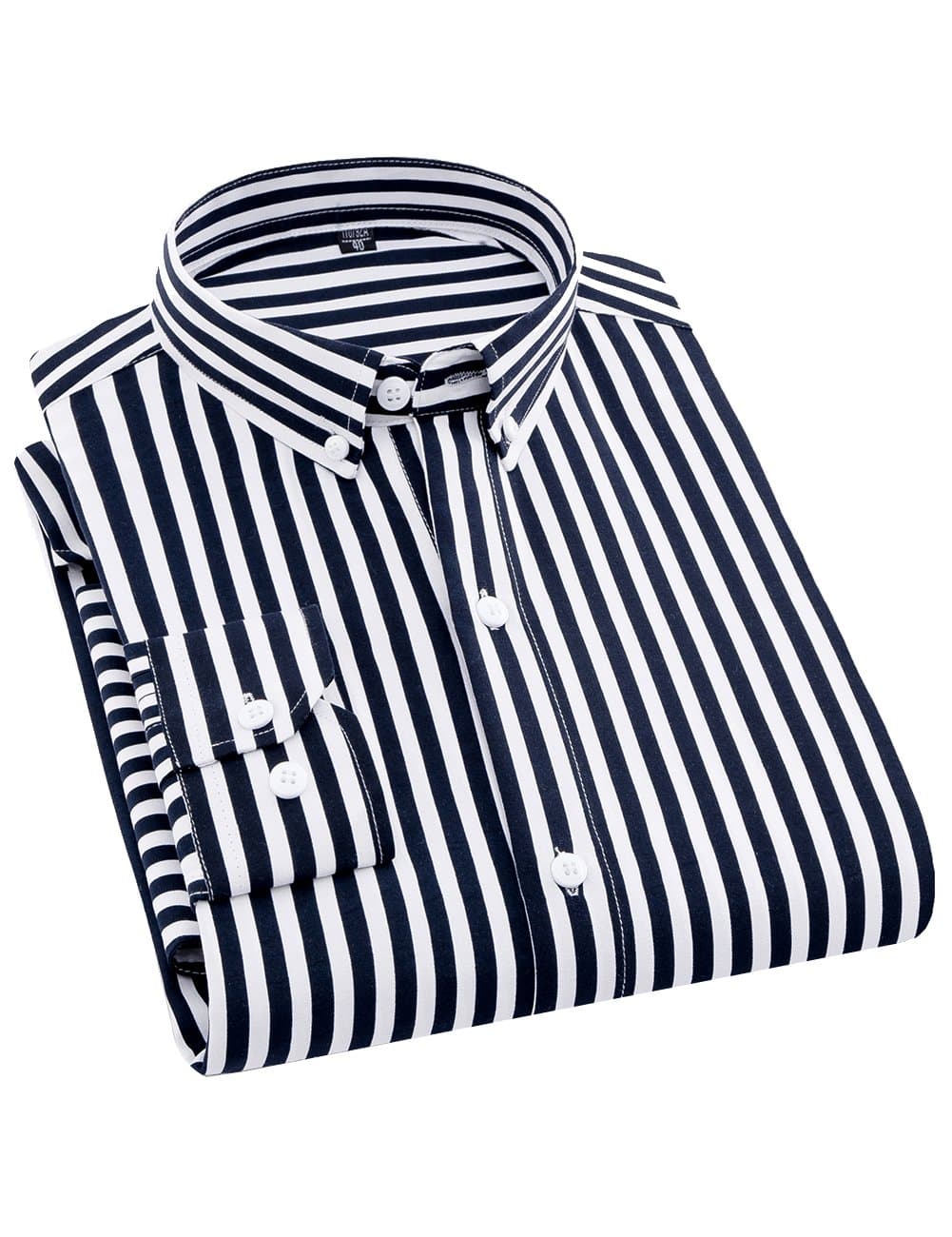 Men's Classic Casual Vertical Striped Slim Fit Long Sleeve Dress Shirts