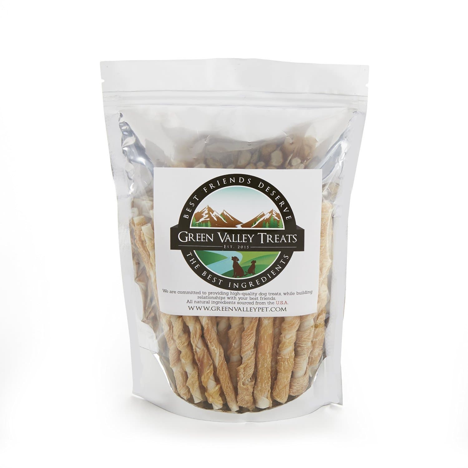 Green Valley Treats Rawhide Chews with Real Chicken, Made in The USA Only, Natural Gluten Free Dog Treats for Toy Dogs, Perfect Dog Training Treats (100 Count)