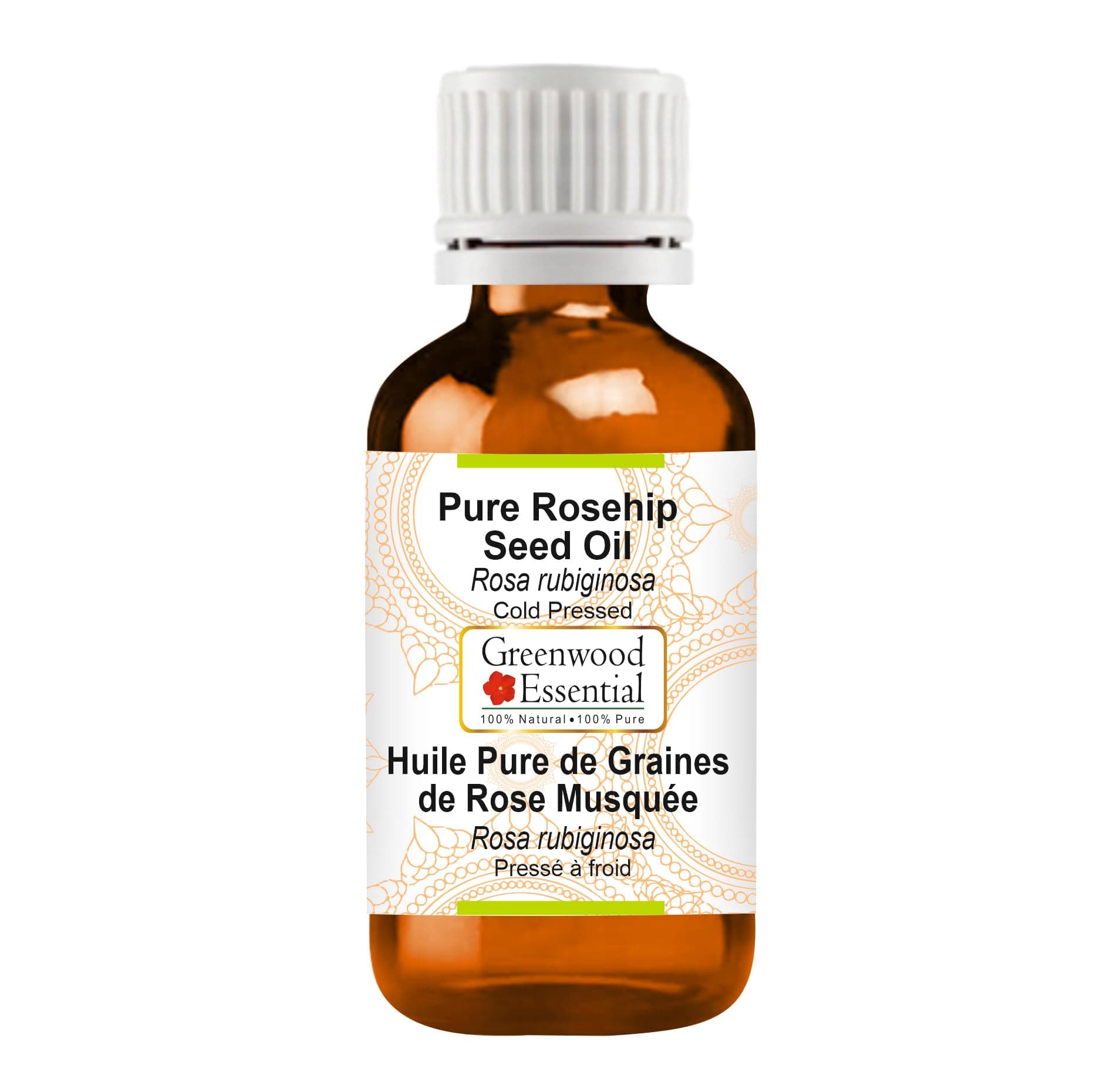 Greenwood Essential Pure Rosehip Seed Oil (Rosa rubiginosa) Cold Pressed 15ml (0.50oz)