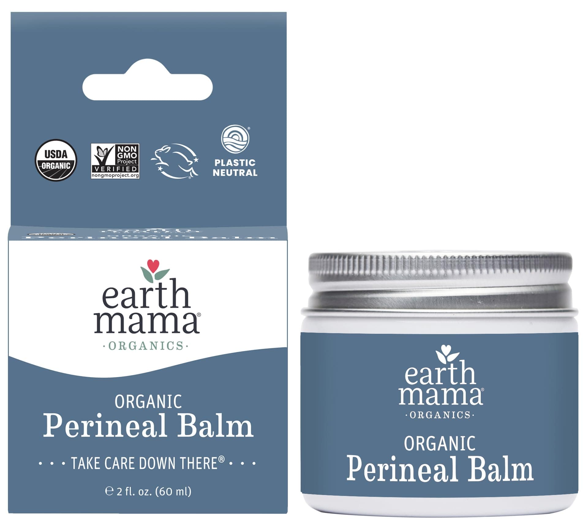 Earth Mama Organic Perineal Balm | Naturally Cooling Herbal Salve for Pregnancy and Postpartum Relief with Witch Hazel & Calendula, Feminine Care Essentials, No Benzocaine or Butane, 2-Fluid Ounce