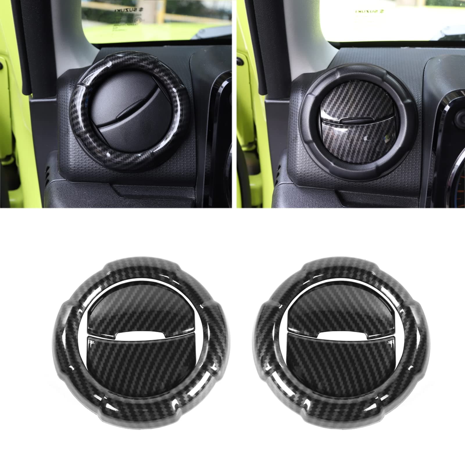 Vehicle Air Conditioner Ventilator Decorative Cover Trims 6PCs for Jimny 2019+, Carbon Fiber