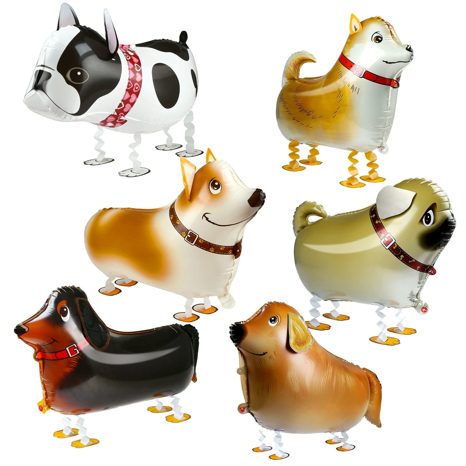 Kesote 6Pcs Animal Balloons, Lovely Walking Dog Balloons, Aluminium Foil Helium Balloon for Dog Birthday Party Decorations
