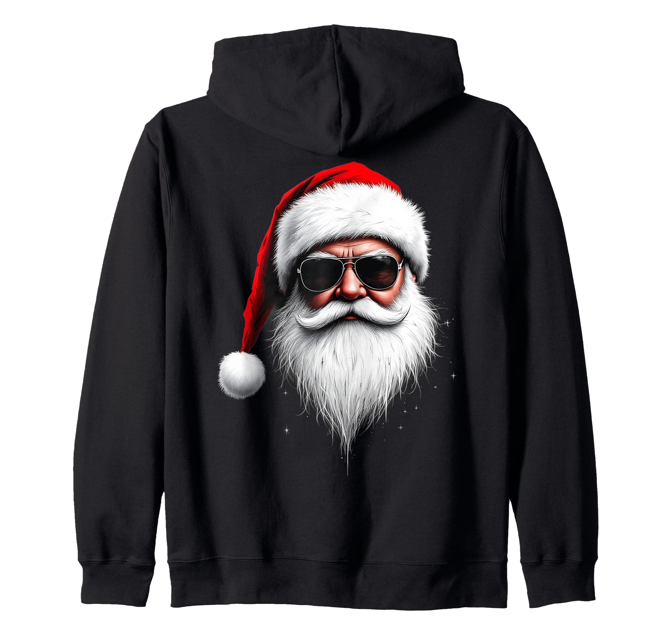Santa Face Sunglasses With Hat Beard Christmas Vibes Zip Hoodie