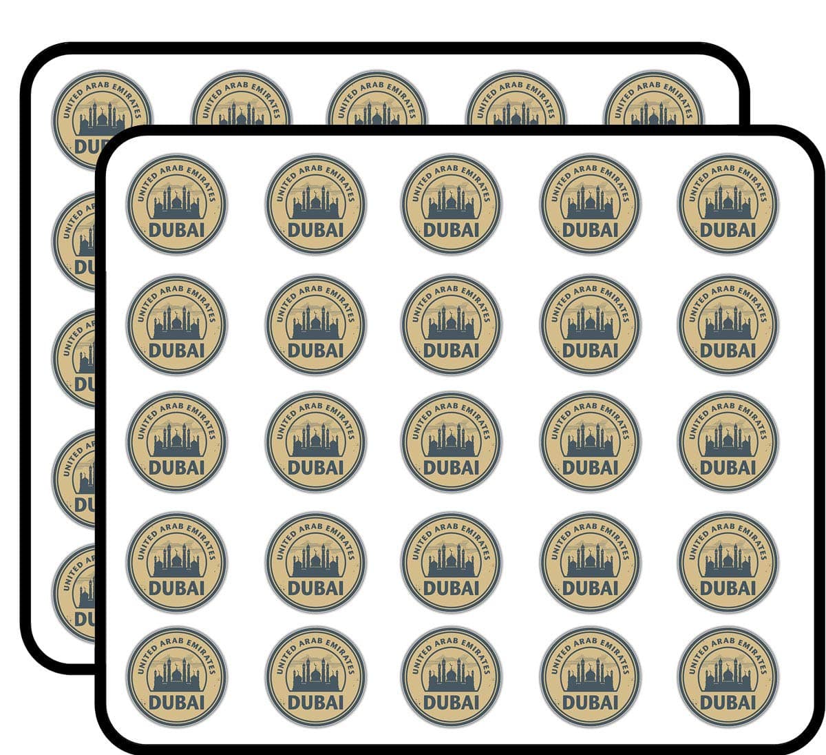Dubai United Arab Emirates Stamp Art Decorative Scrapbooking Sticker Waterproof Vinyl Stickers for Water Bottle, Laptop & Phone Case – 50 Pack