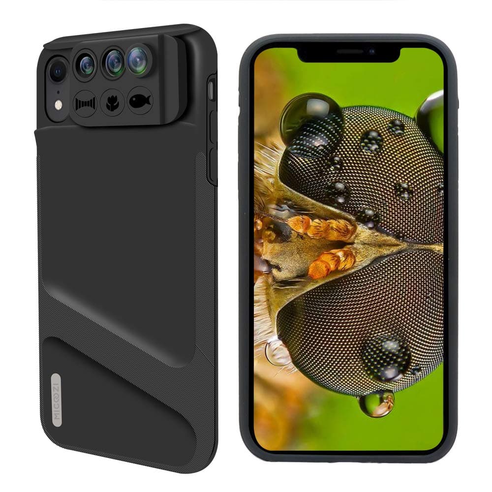 iPhone XR Lens, 3 in 1 Phone Camera Lens Kit [ 180 Degree Fisheye, 0.65X Super Wide Angle, 10X Macro Lens ] with Phone Protective Case Cover for Apple iPhone XR