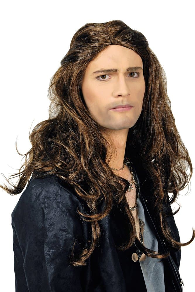 Körner Festartikel Long Hair Wig Dario Brown - Great Men's Wig to Rocker costume for carnival or theme party