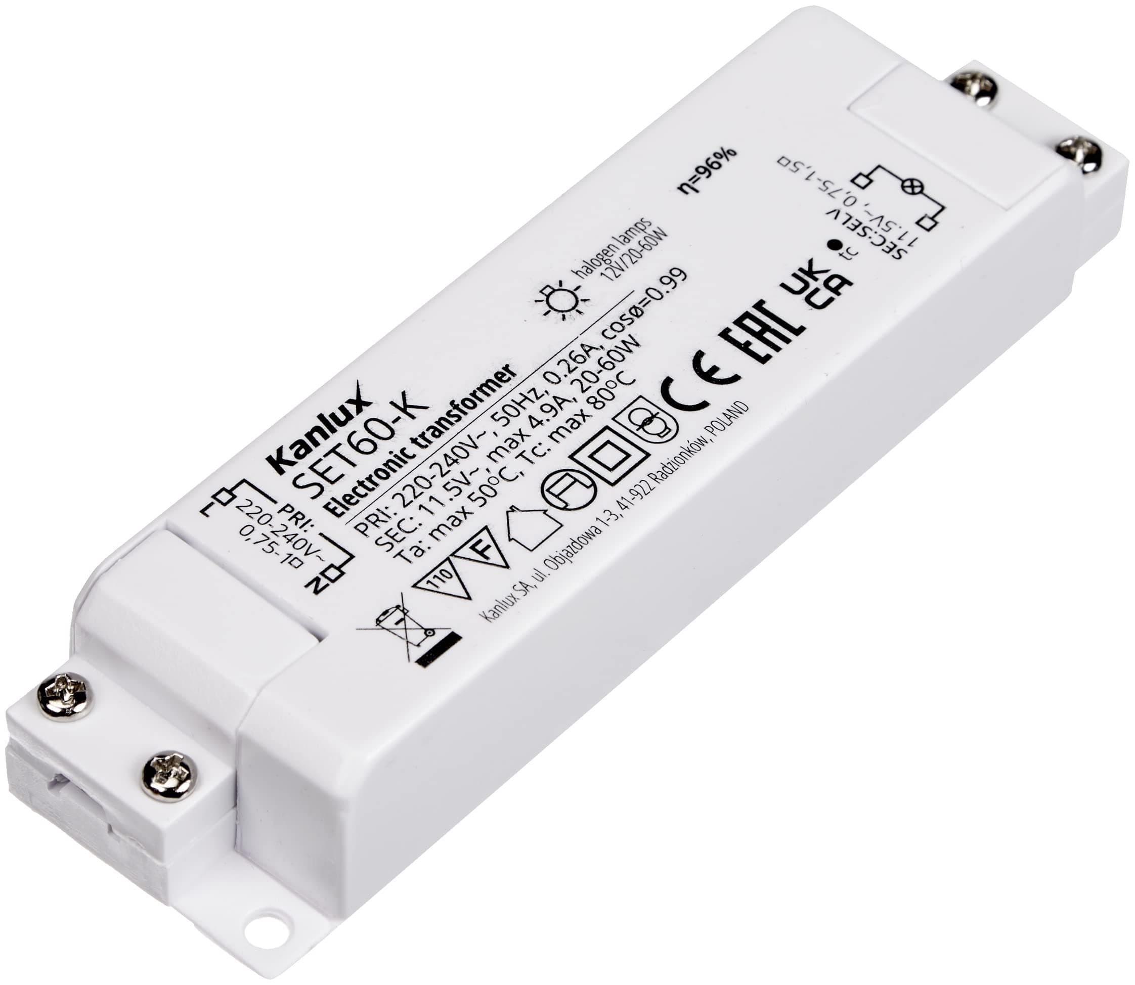 Kanlux Transformer Electronic Halogen Transformer 20-60 W Watt