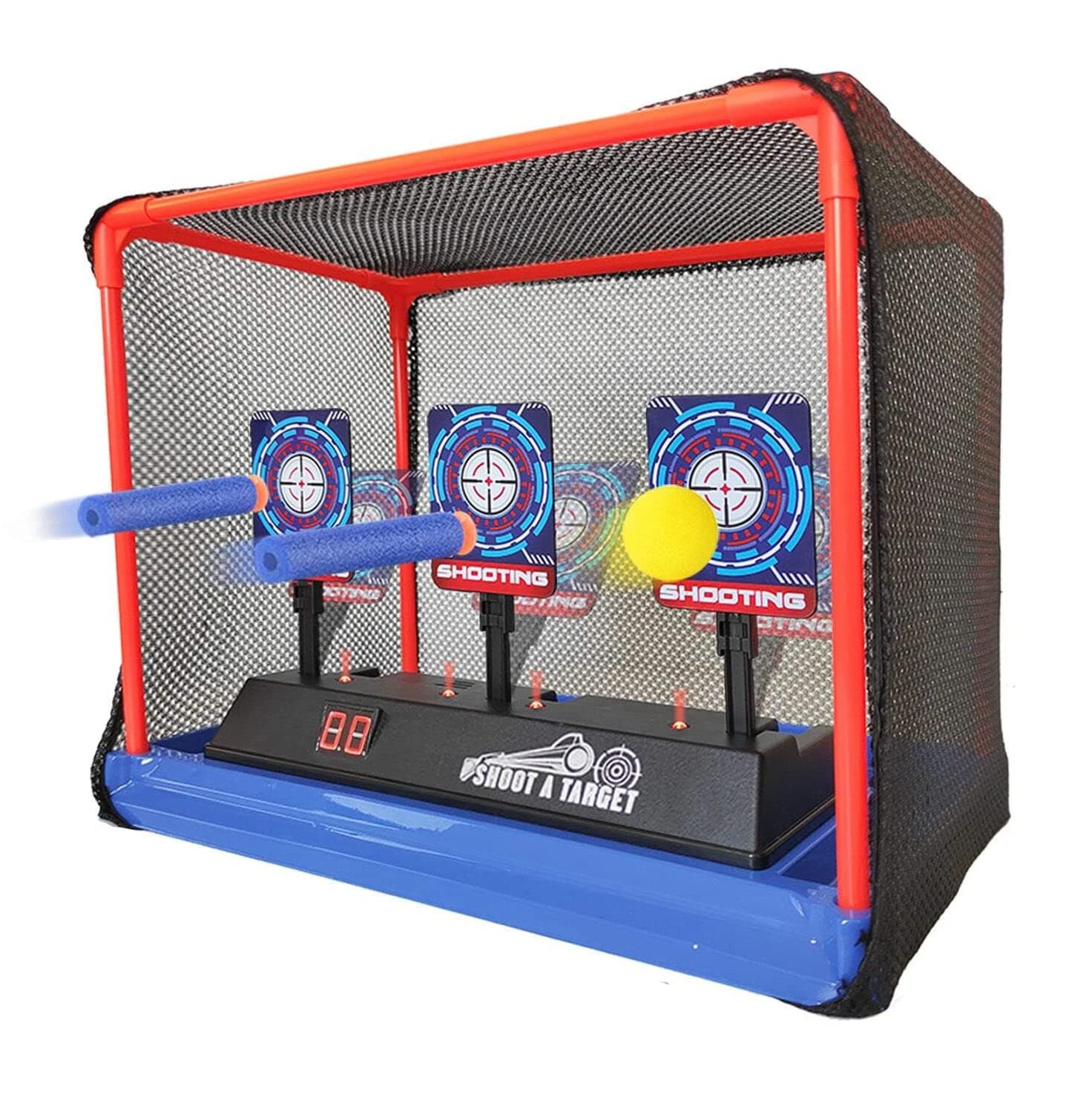 Moonmen Electronic Shooting Target Auto Reset Digital Scoring Target with Net for Nerf Blaster Water Gel Ball Blaster Toy Gun Gift Toys for 5 6 7 8 9 10 Year Old Boys Girls Kids