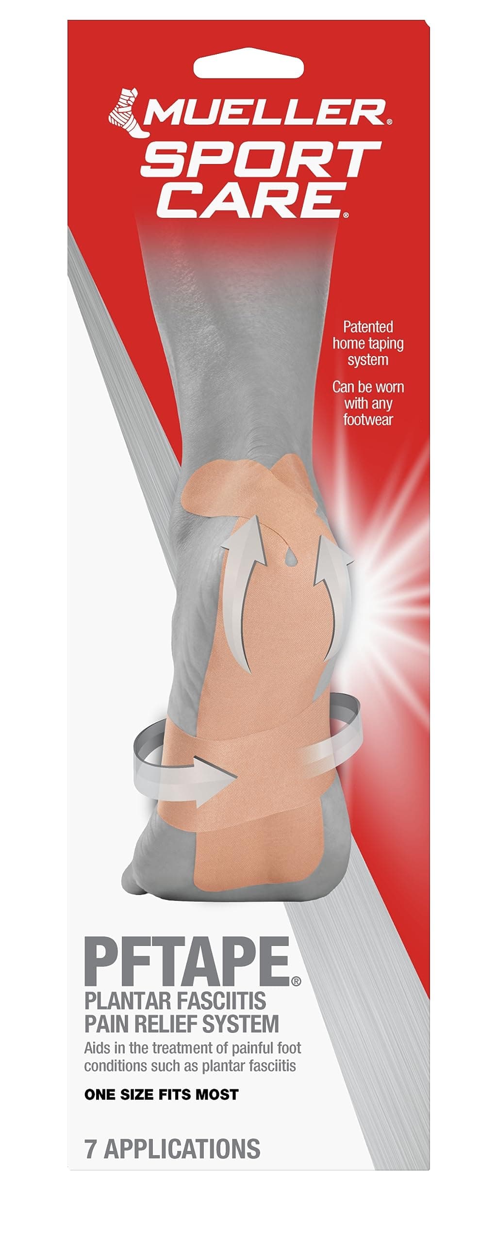 Sports Medicine PFTape, Plantar Fasciitis Pain Relief Athletic Tape, Therapeutic Support for the Foot, Disposable, Latex Free, One-Time Use Bandages