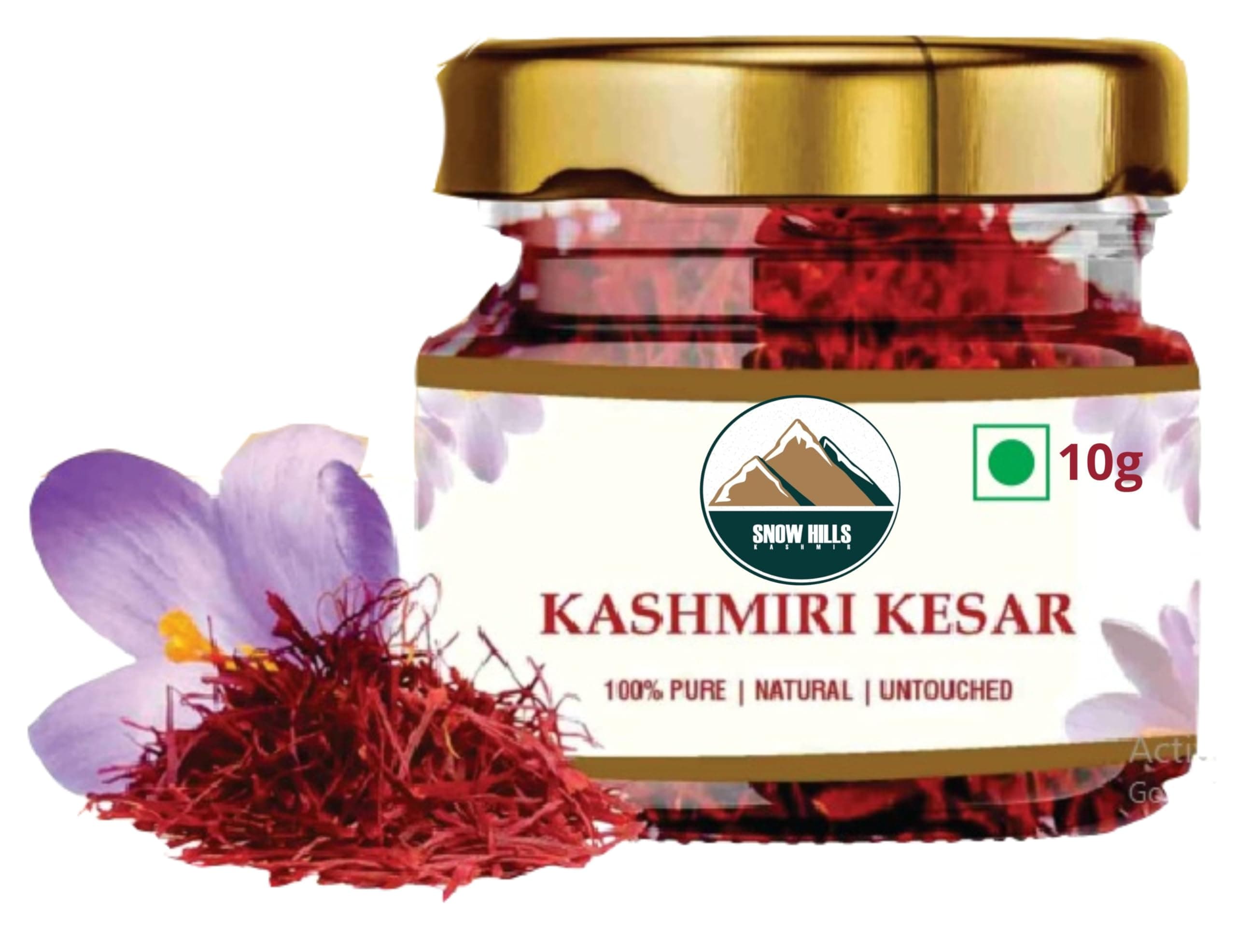 Snow Hills Kashmir Premium Mogra Saffron/Kesar - 10 g, Finest Pure Premium Saffron Threads, Grade A+ Super Negin, Non-GMO Verified. For Tea, Paella, Rice, Desserts