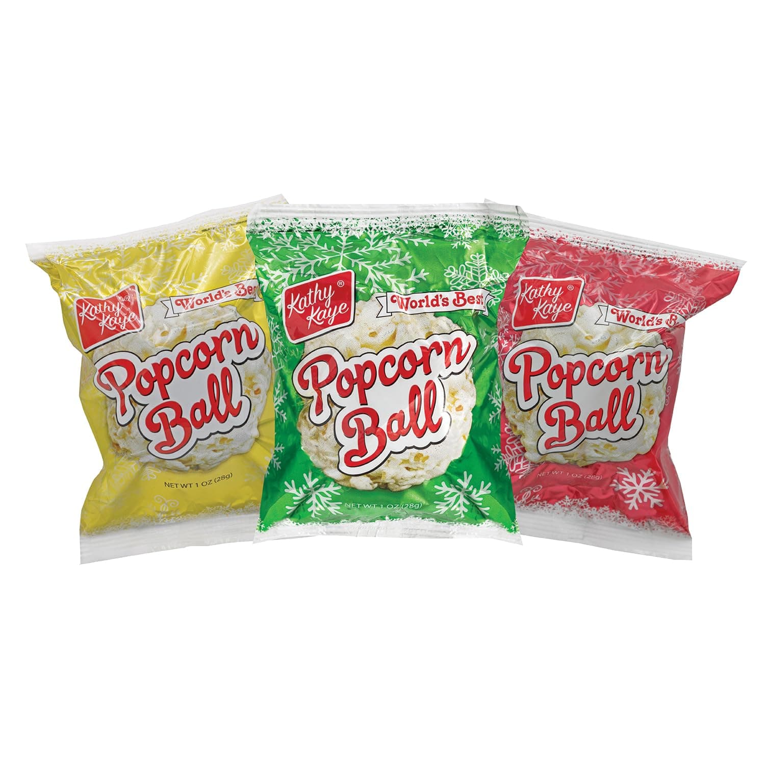 Fun Express Christmas Popcorn Ball Snack Packs - 18 Individual Bags of Sweet Holiday Treats | Perfect Stocking Stuffers, Party Favors & Goodie Bag Fillers for Kids & Adults | Festive Red & Green
