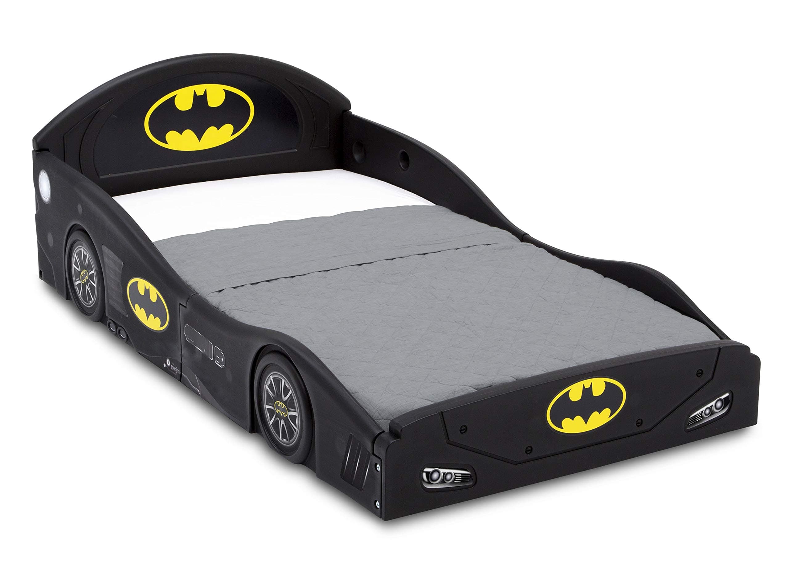 Delta Children DC Comics Batman Batmobile Car Sleep and Play Toddler Bed with Attached Guardrails