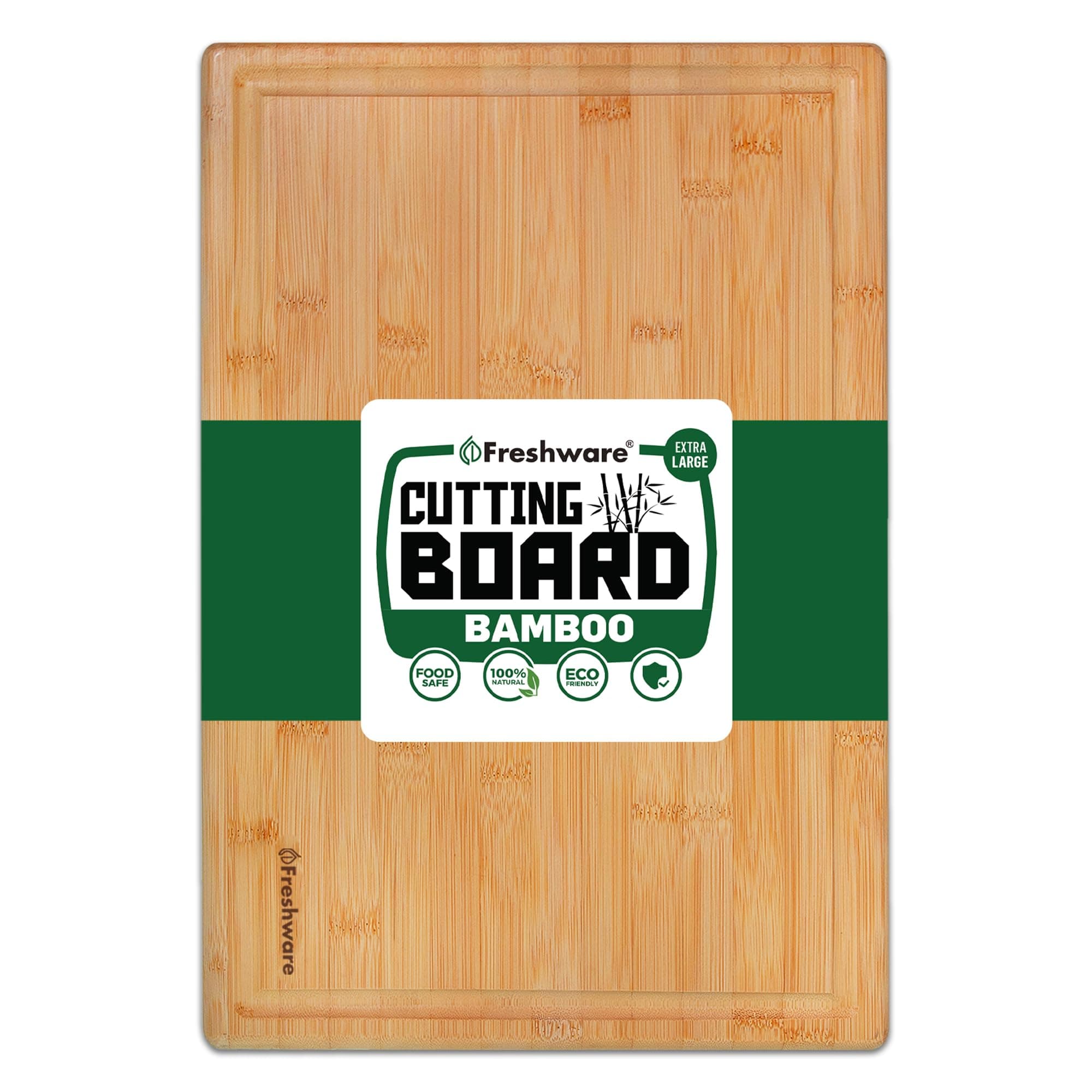 Bamboo Cutting Boards for Kitchen with Juice Groove [Extra-Large] Wood Cutting Board for Chopping Meat, Vegetables, Fruits, Cheese, Knife Friendly Serving Tray with Handles, 18 x 12.5 Inch