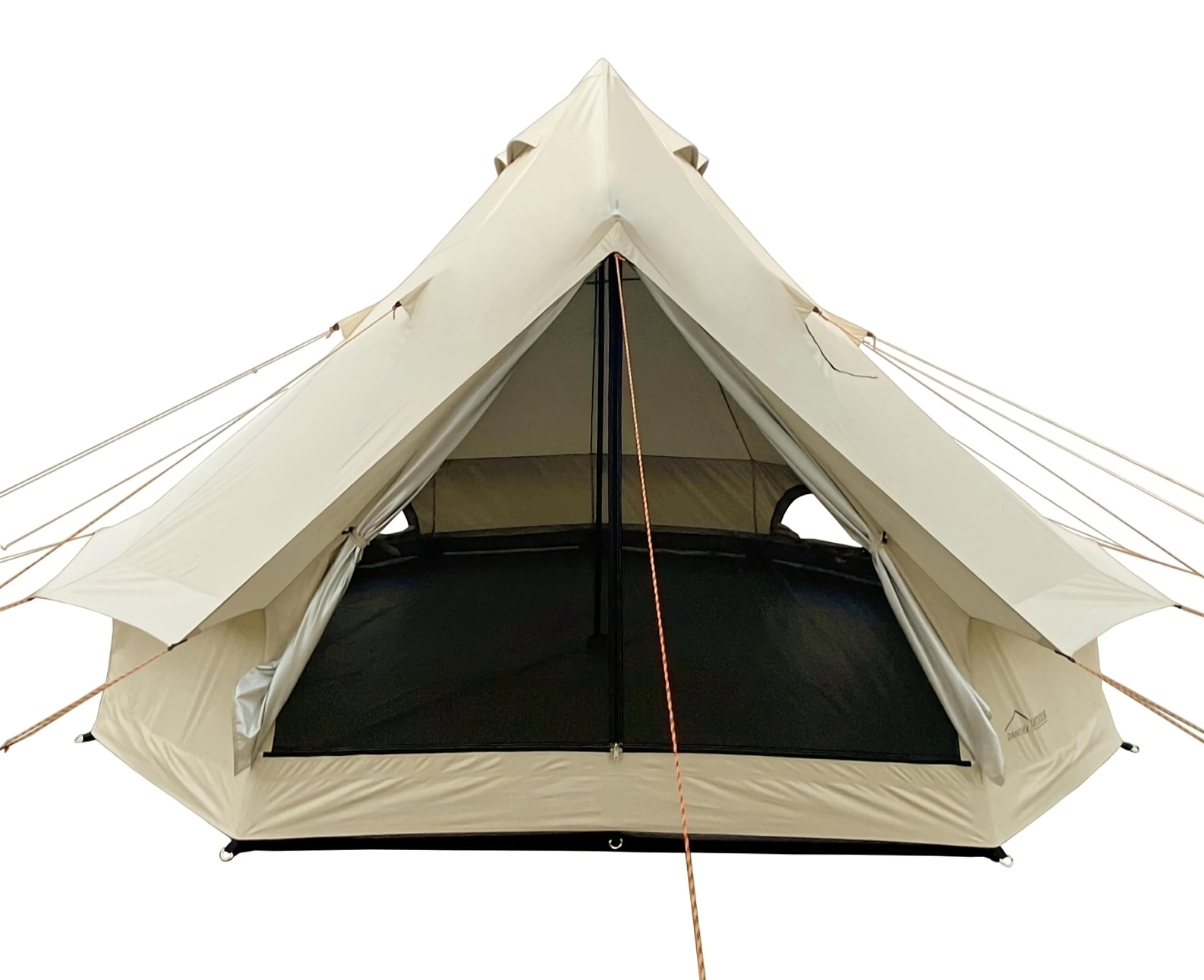 DANCHEL OUTDOOR B2 Portable Yurt with Stove Jack for Winter Camping, 4 Season Bell Tent Large Hot Tent 4/6 Person Family Camping Glamping Party 300D Oxford Khaki, 13ft/16.4ft