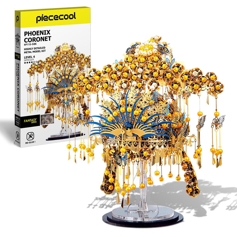 Piececool 3D Puzzle Metal Hundred Birds Contend, Phoenix Coronet Classic Craft Model Kits for Adults to Build, 3D Puzzles Adult Teens for 304 Stainless Steel, Gifts, Home Decoration, 433 Pieces