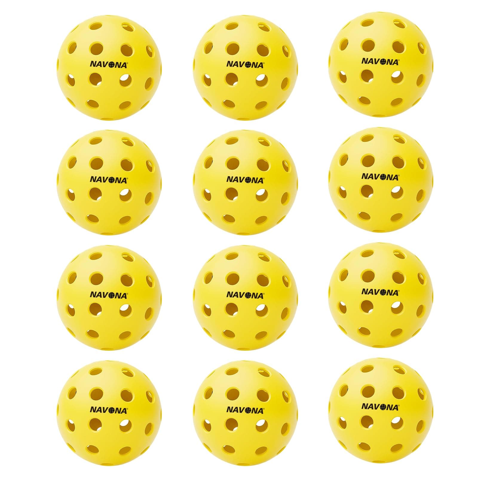 Navona12 Pack Premium 40-Holes Yellow Outdoor Pickleball Balls, Meet USAPA Official Requirement, Perfectly Balanced, High Bounce True Flight, Durable Outdoor Pickleball Set