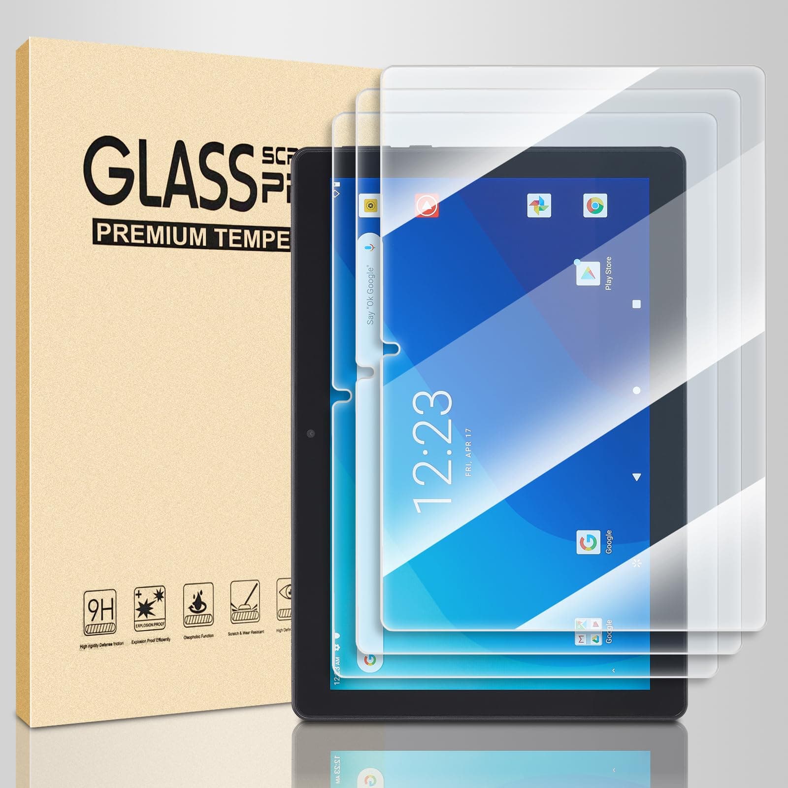 Onn 10.1" screen protector，3 Pack Onn 10.1 inch tablet screen protector，Tempered Glass Screen Protector for Onn 10.1 Tablet (2022, 3rd Gen)，9H Hardness，Bubble Free，Touch Sensitive，Easy to Install (onn