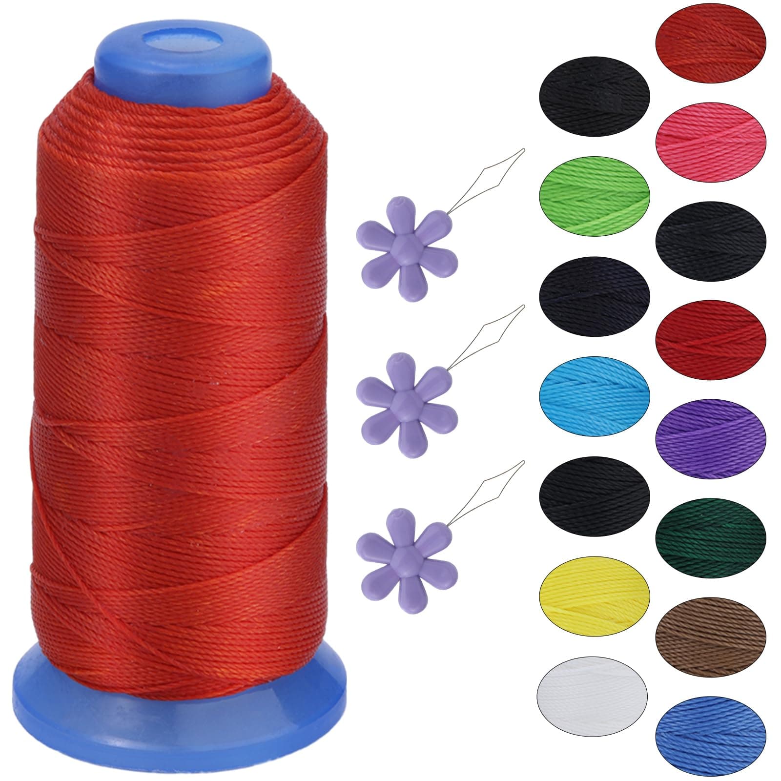 PnyttyPnytty 0.8mm Leather Sewing Waxed Thread, 1200D 437 Yard Leather Upholstery Sewing Waxed Thread for DIY Bracelets Necklaces Jewelry Making, Bookbinding, Leather Project Repairing -Orange