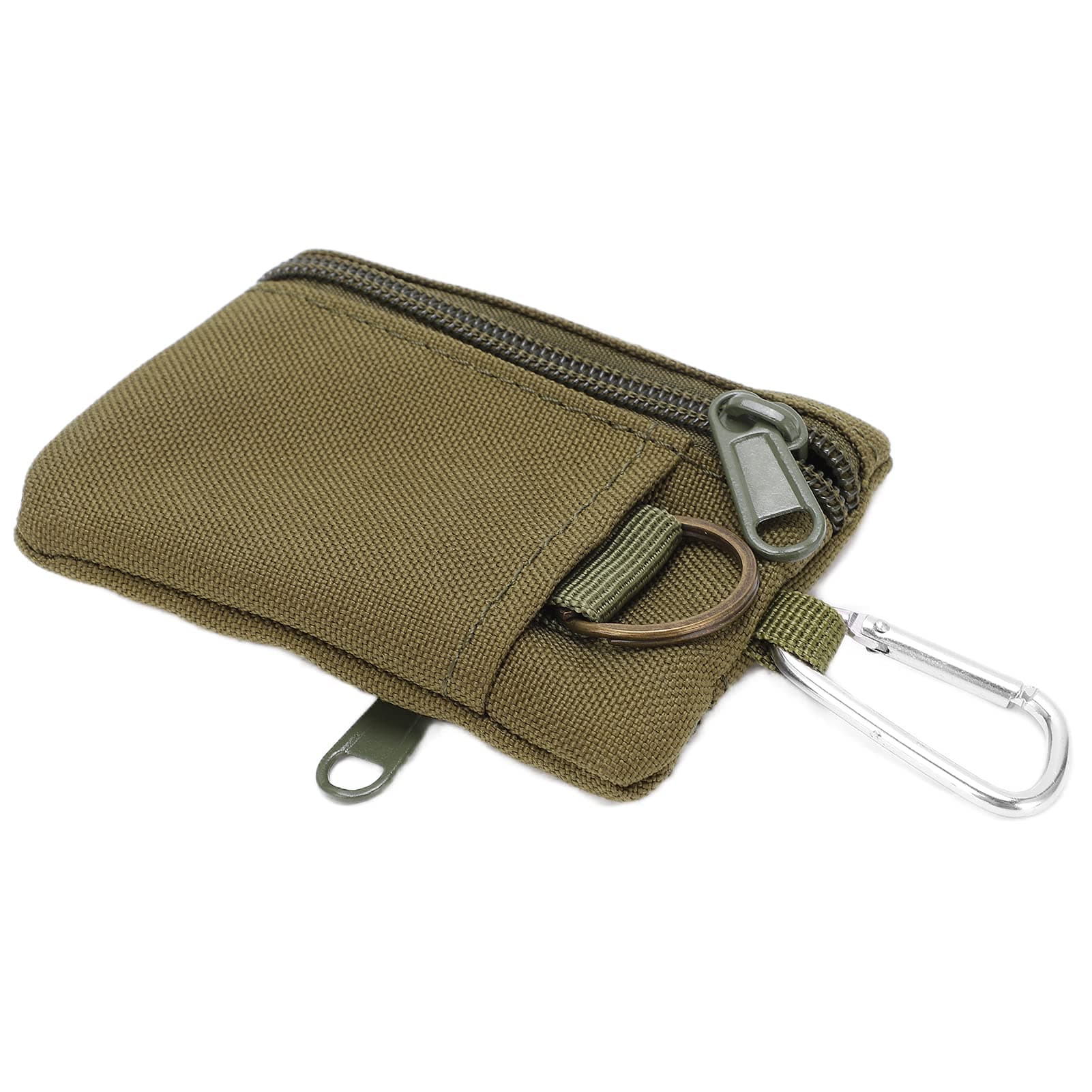 lonuo EDC Molle Pouch, Tear Resistant Multifunctional Lightweight Portable Nylon Mini Key Card Case with Carabiner for Outdoor (Green)