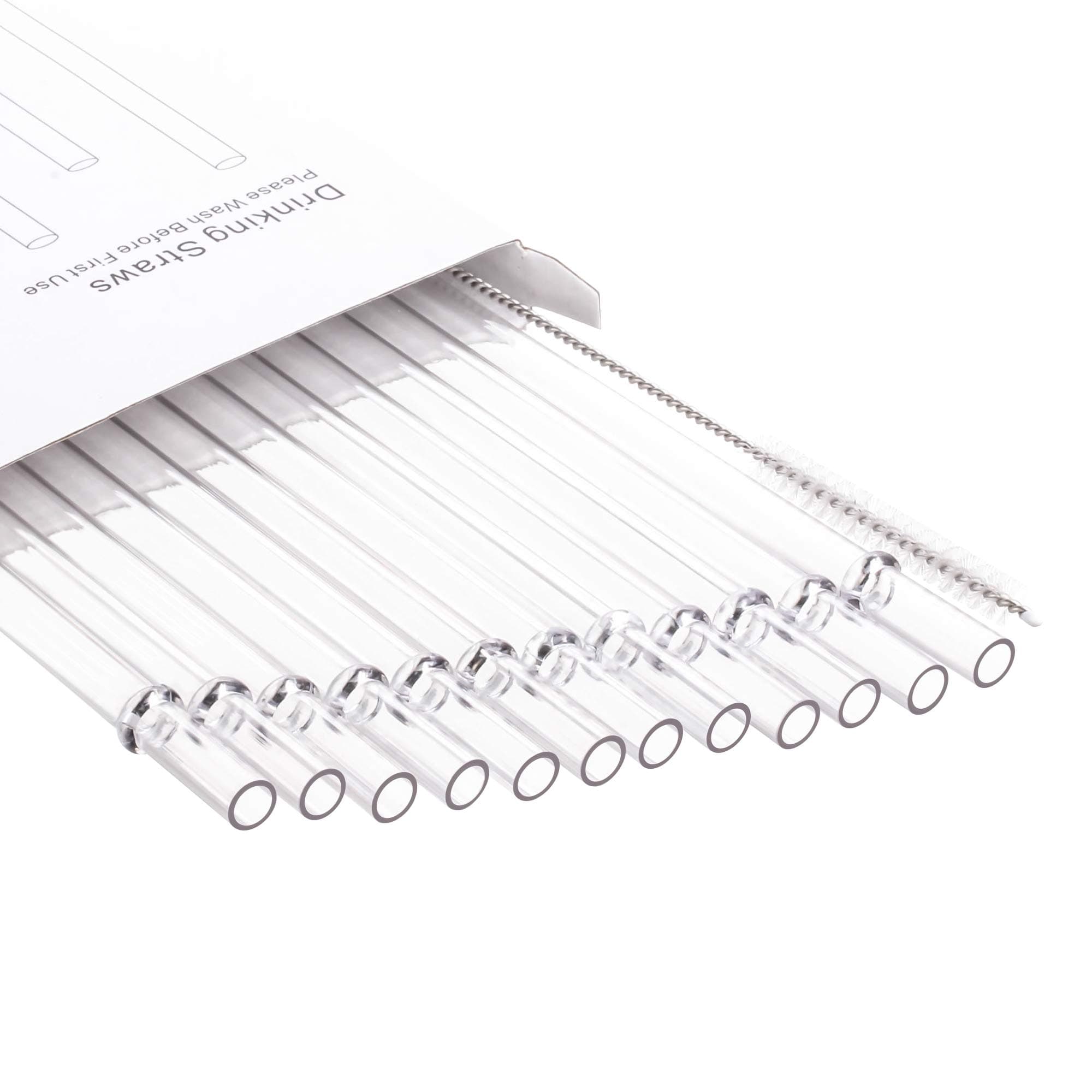 Dakoufish 12" Long Clear Reusable Plastic Replacement Drinking Straws for 40oz 30oz 24oz Mason Jar,Tumblers, Set of 12 with Cleaning Brush (12inch,Clear)