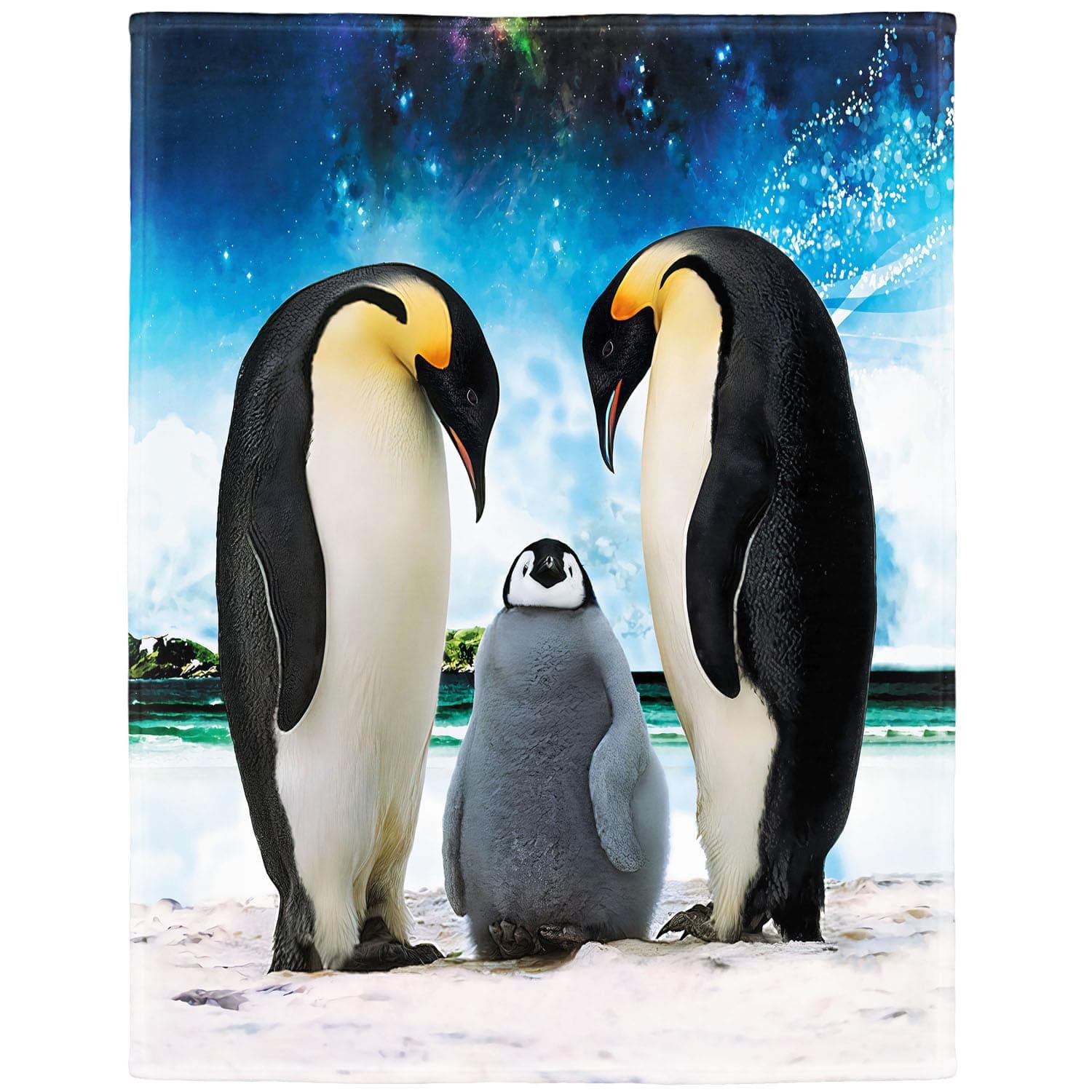 HommomH40"x50" Blanket Soft Fluffy Flannel Fleece Throw Blue Sky Penguin