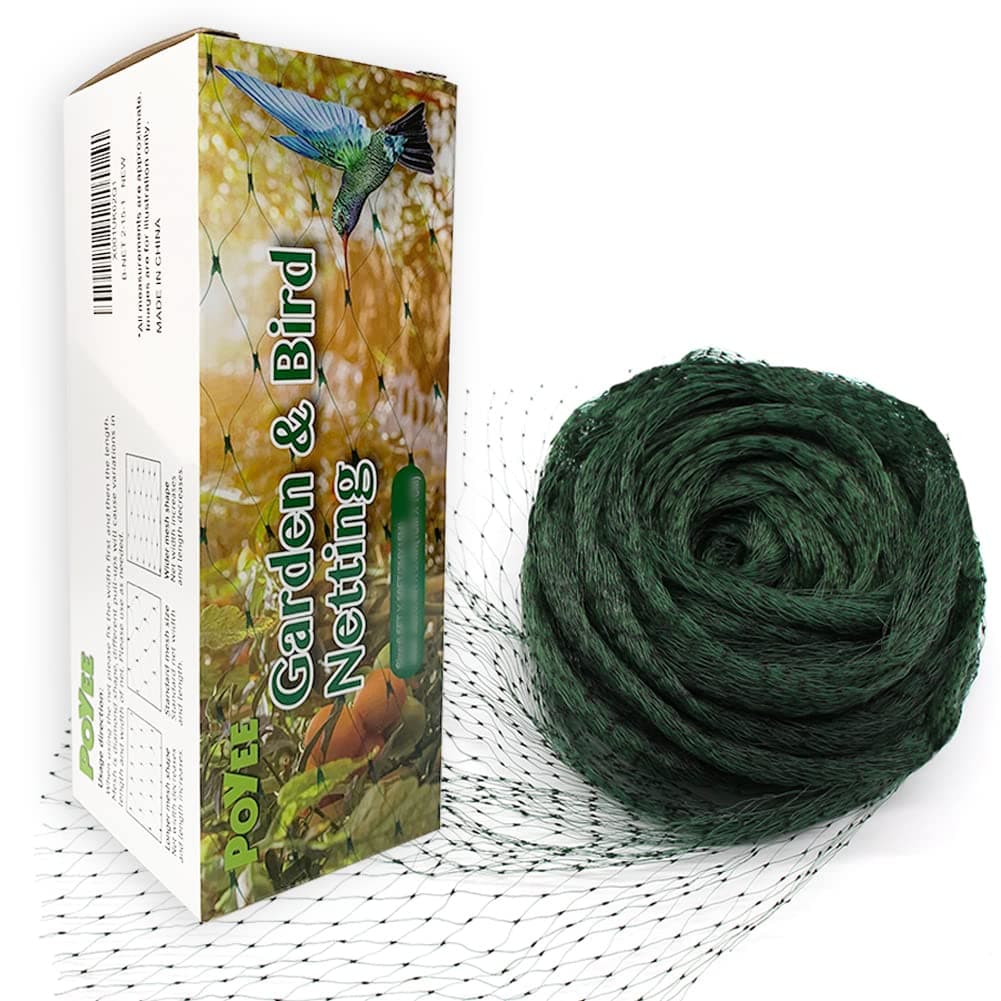 POYEE Garden Netting for Bird Green Net Provide Better Protection for Vegetables and Fruit Trees (13FT X 50FT)