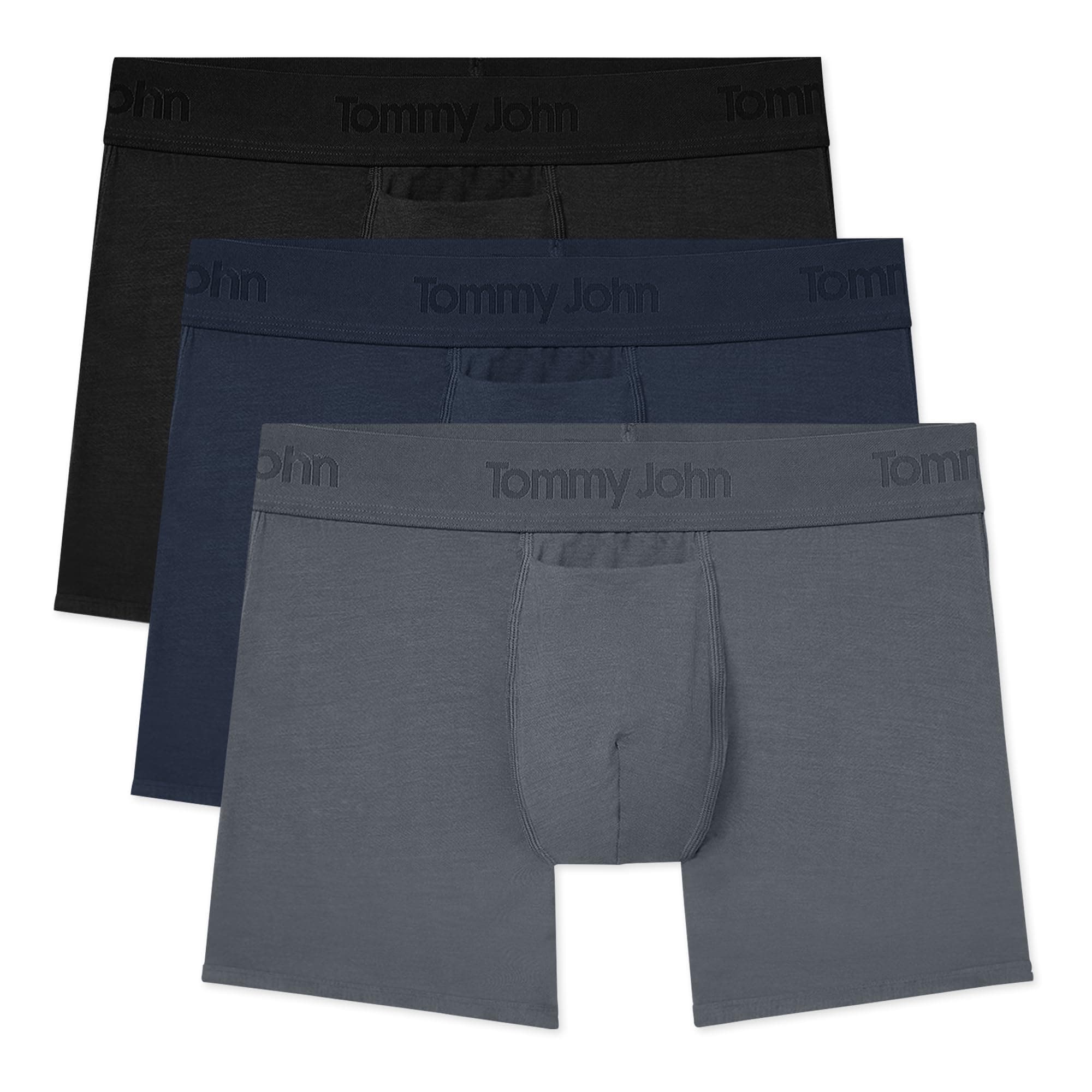 Tommy John Mens Underwear Boxer Briefs Second Skin Fabric 4.5" Inseam 3 Pack