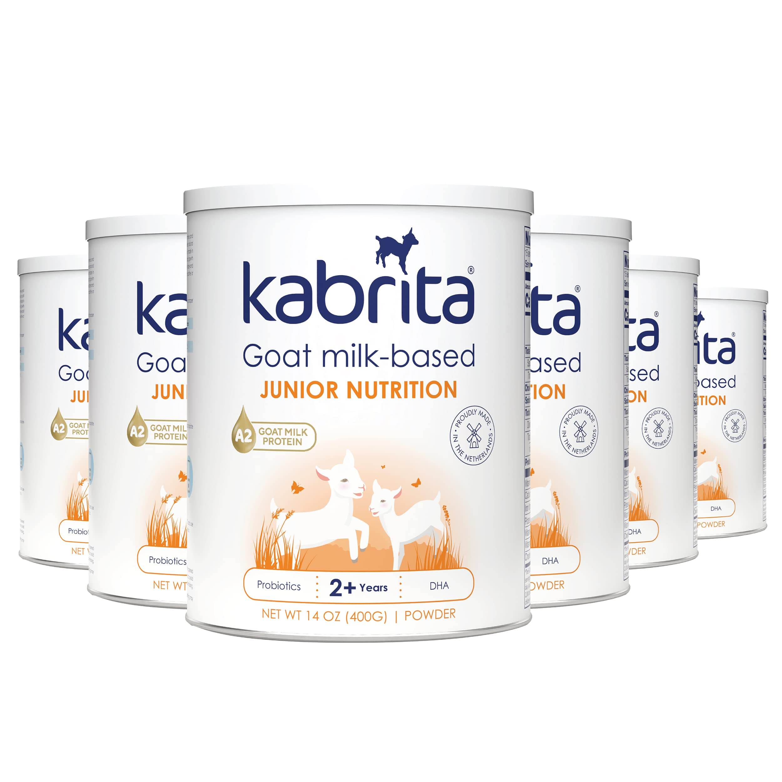 Junior Goat Milk Powder for Kids - Easy to Digest for Ages 2-7 - Immunity Boosting Containing Vitamin C, D, E, Protein & Calcium - Non-GMO Gentle on Sensitive Tummies - 14 Oz (Pack of 6)